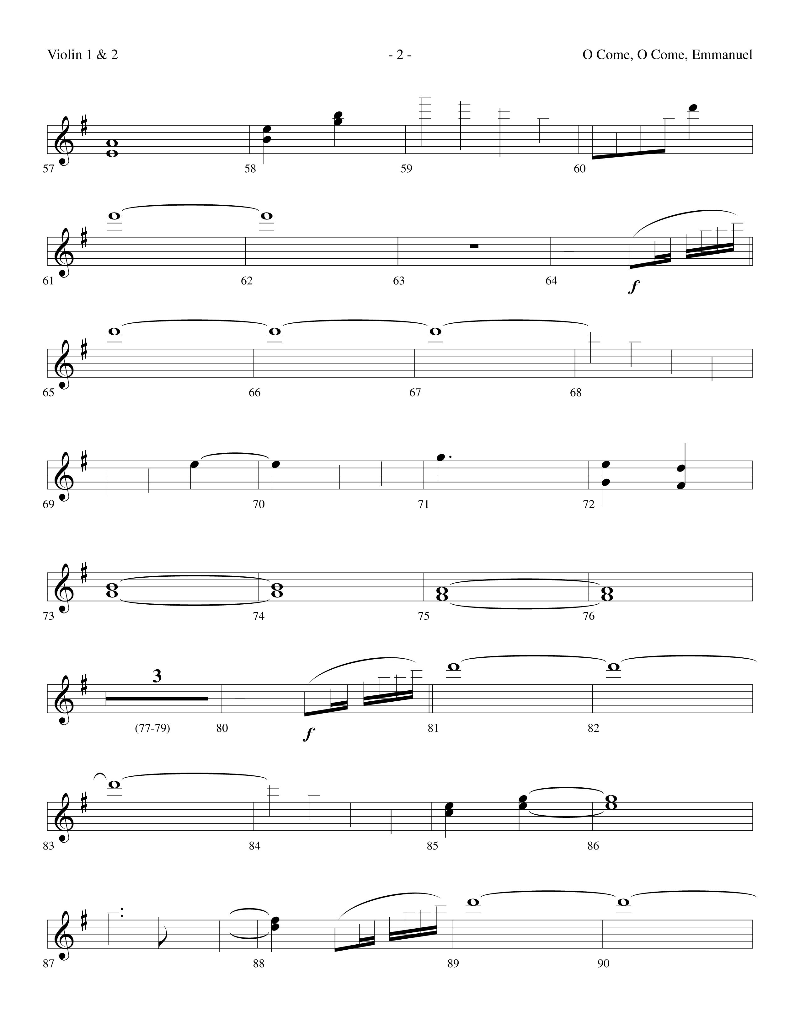 O Come O Come Emmanuel (Choral Anthem SATB) Violin 1/2 (Lifeway Worship / Arr. Dennis Allen)