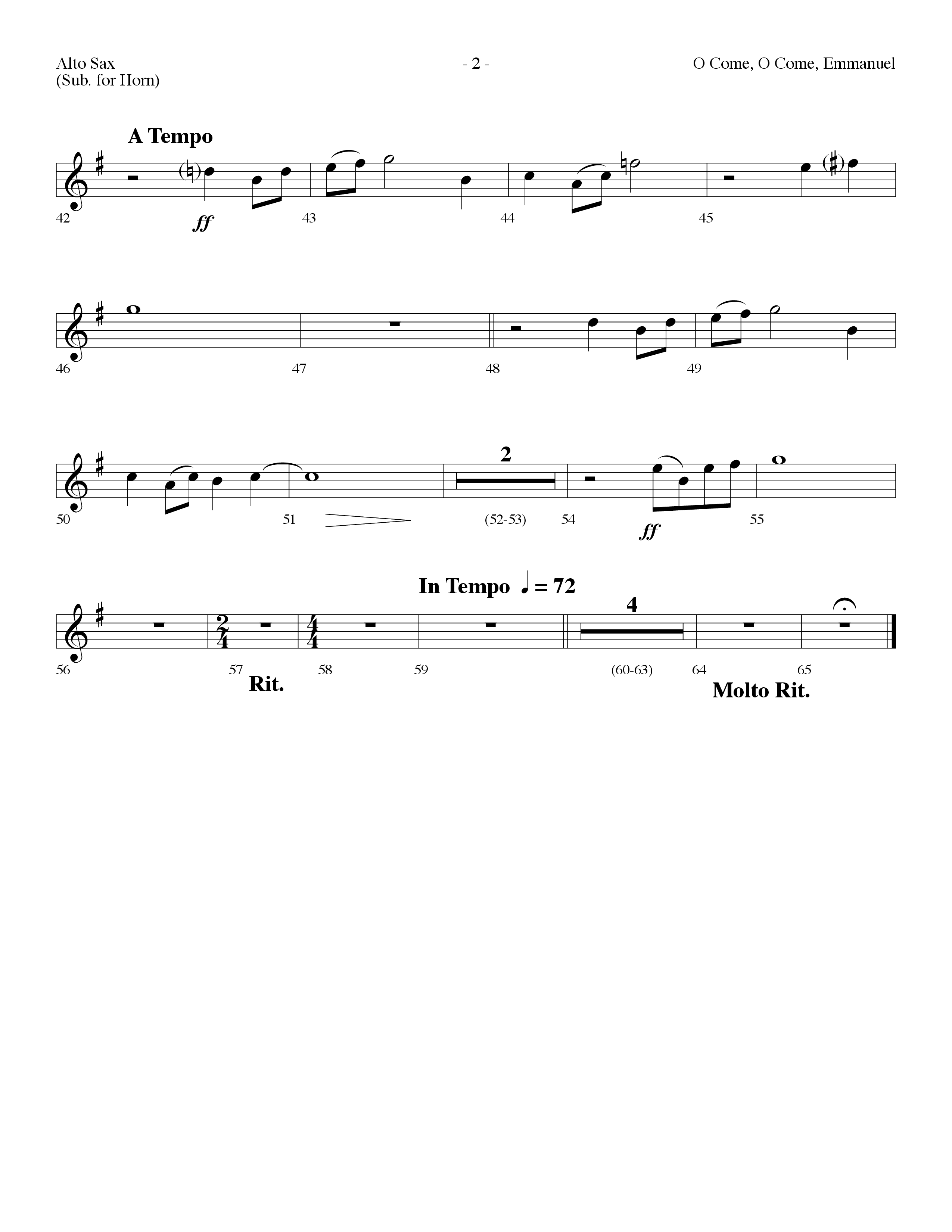 O Come O Come Emmanuel (Choral Anthem SATB) Alto Sax (Lifeway Choral / Arr. Dennis Allen)