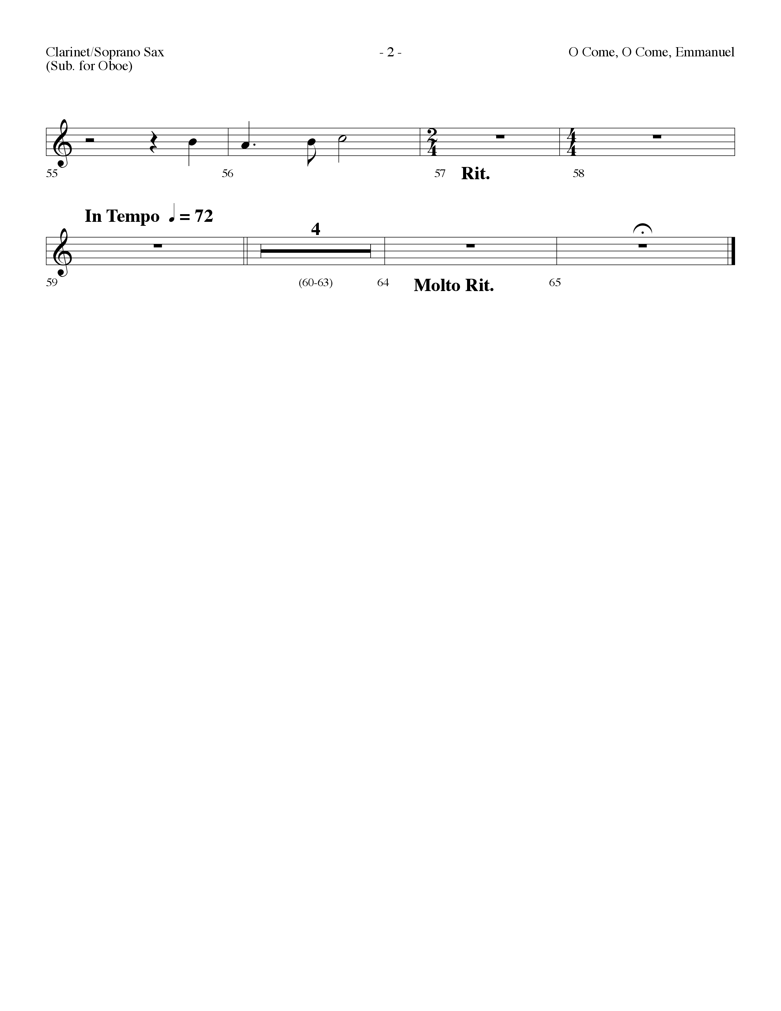 O Come O Come Emmanuel (Choral Anthem SATB) Clarinet/Soprano Sax (Lifeway Choral / Arr. Dennis Allen)