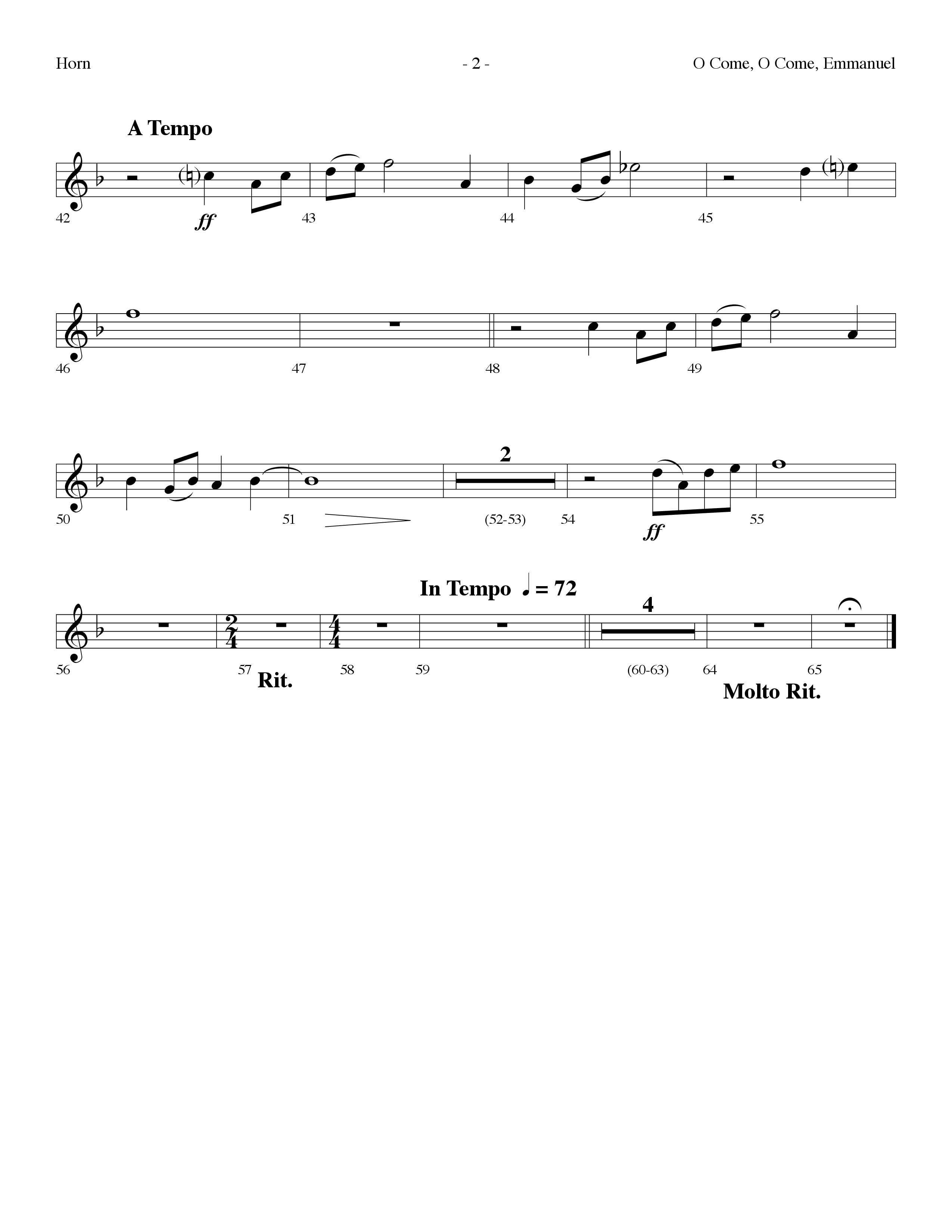 O Come O Come Emmanuel (Choral Anthem SATB) French Horn (Lifeway Choral / Arr. Dennis Allen)