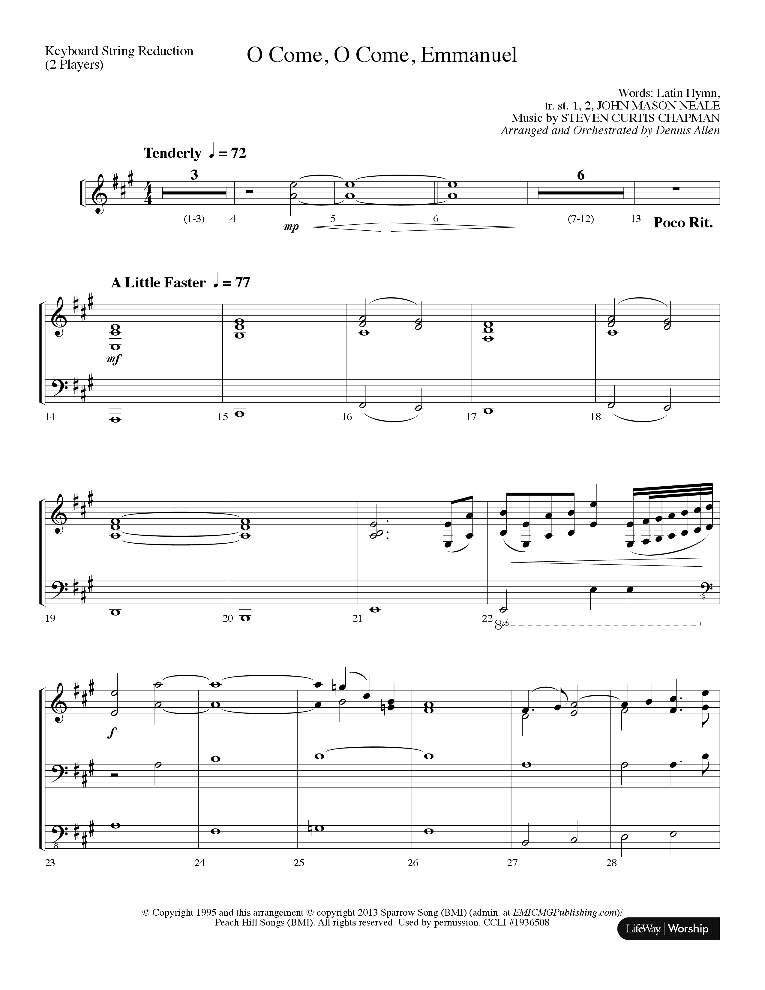 O Come O Come Emmanuel (Choral Anthem SATB) String Reduction (Lifeway Choral / Arr. Dennis Allen)