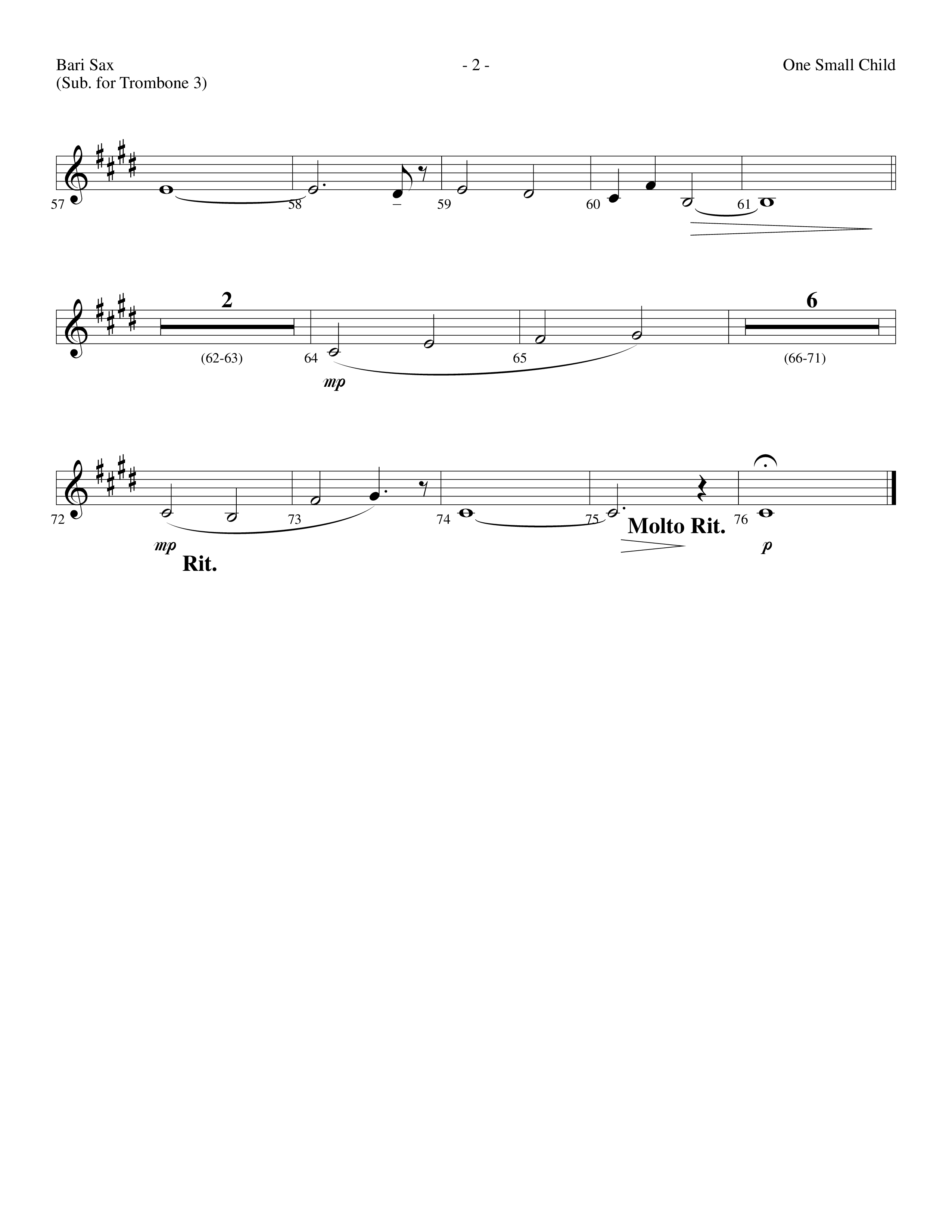 One Small Child (Choral Anthem SATB) Bari Sax (Lifeway Choral / Arr. Dennis Allen)