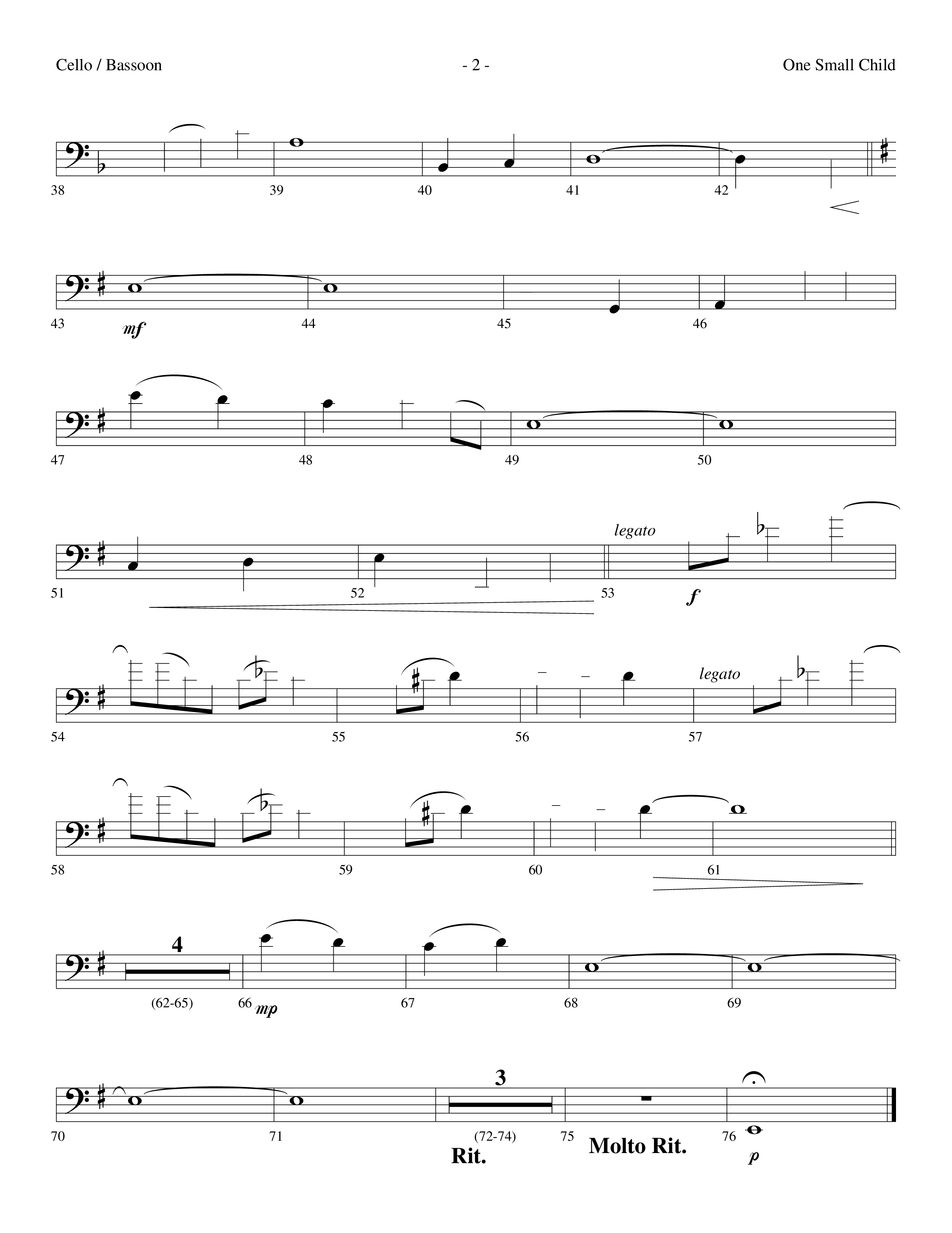 One Small Child (Choral Anthem SATB) Cello (Lifeway Choral / Arr. Dennis Allen)