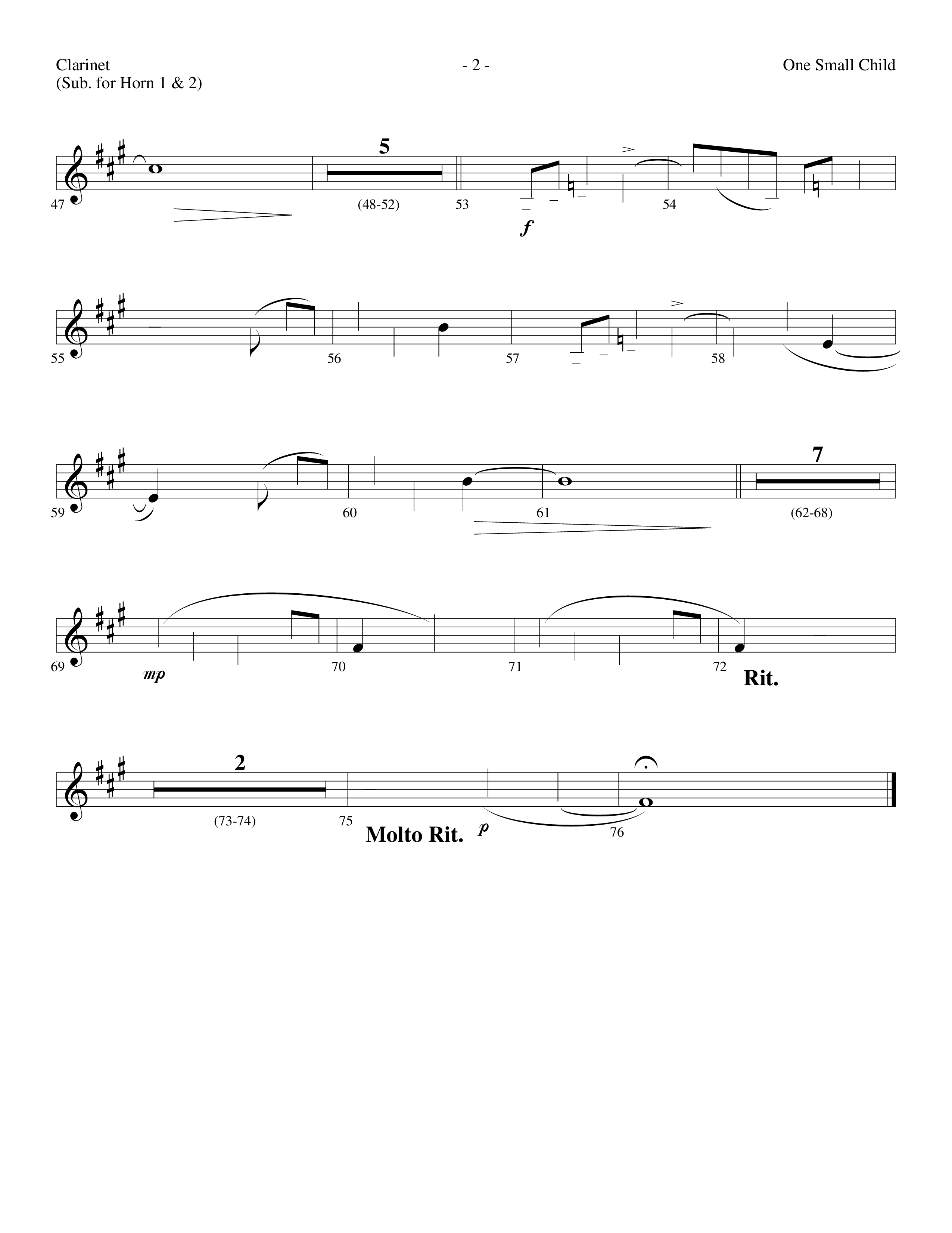 One Small Child (Choral Anthem SATB) Clarinet (Lifeway Choral / Arr. Dennis Allen)