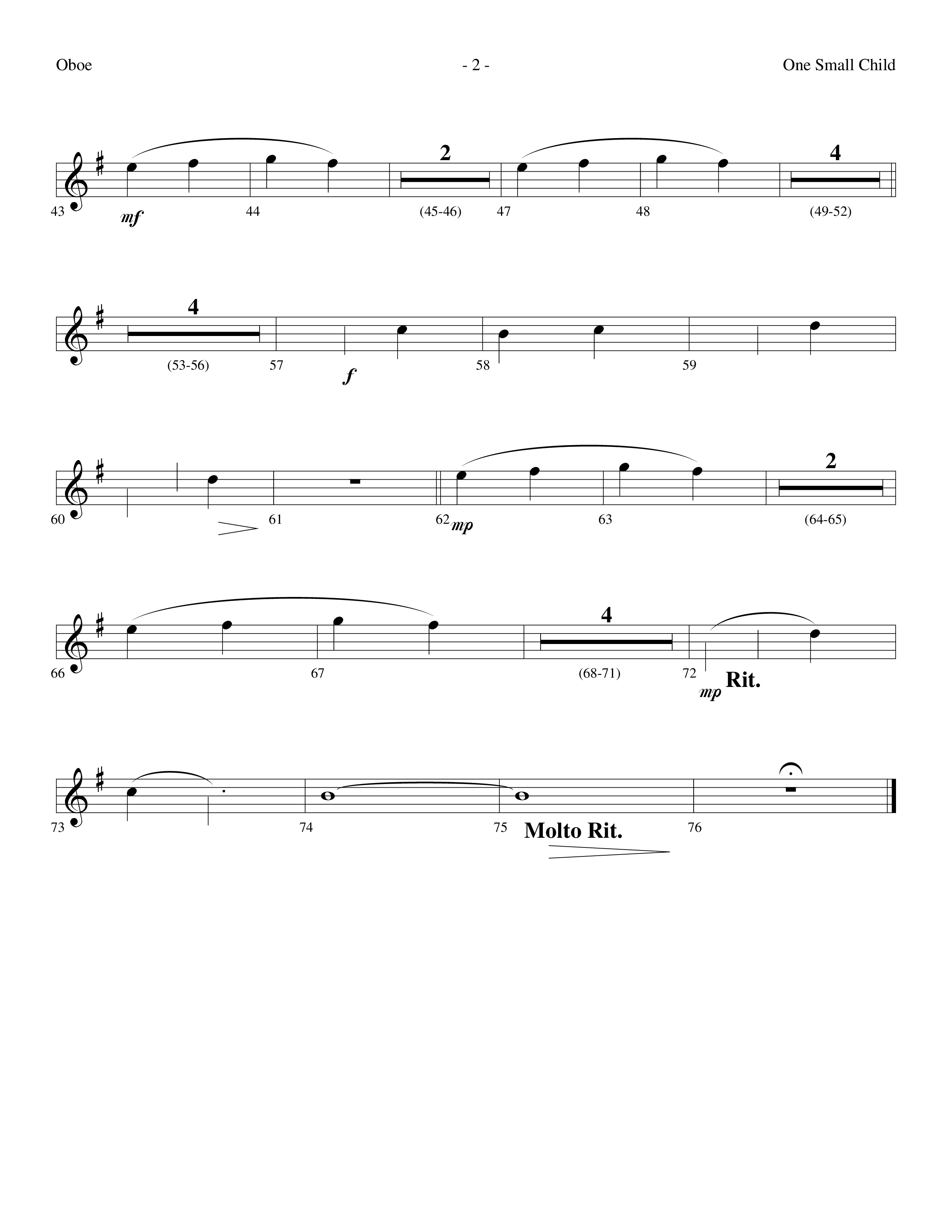 One Small Child (Choral Anthem SATB) Oboe (Lifeway Choral / Arr. Dennis Allen)