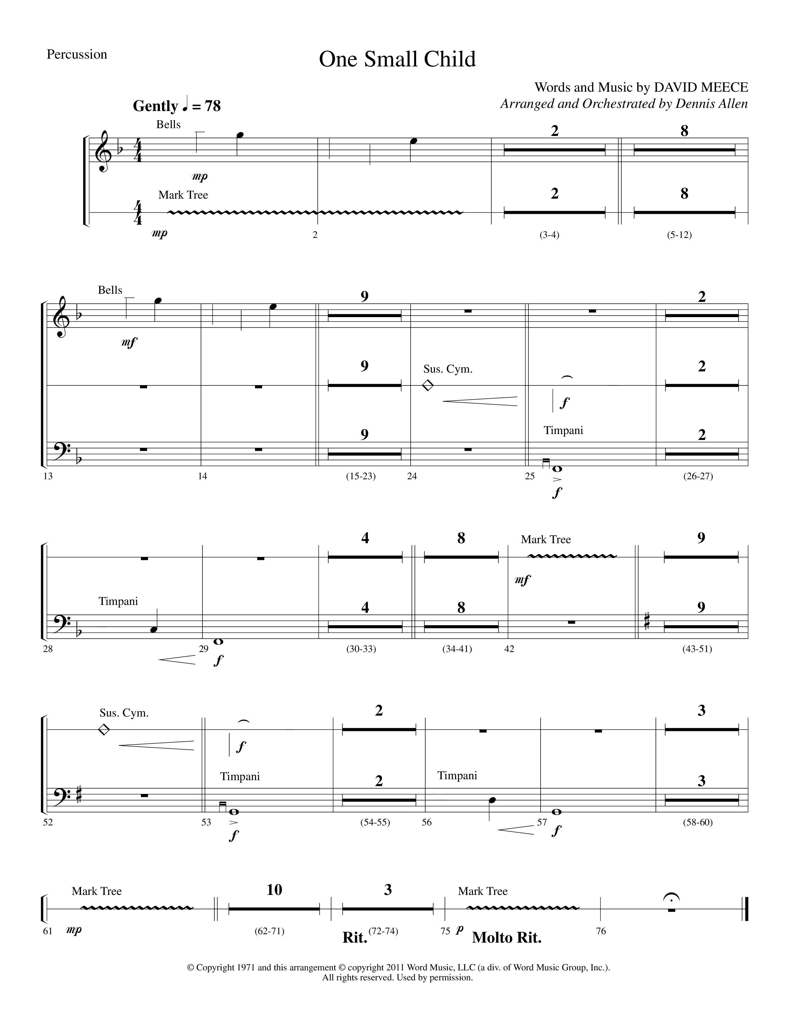 One Small Child (Choral Anthem SATB) Percussion (Lifeway Choral / Arr. Dennis Allen)