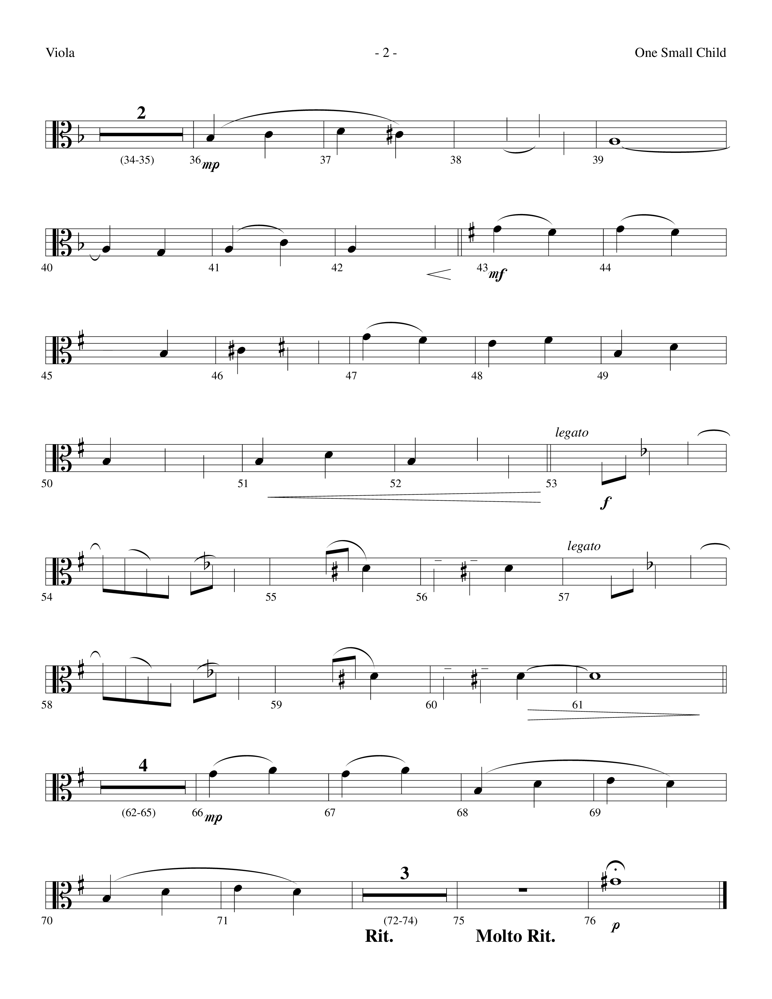 One Small Child (Choral Anthem SATB) Viola (Lifeway Choral / Arr. Dennis Allen)