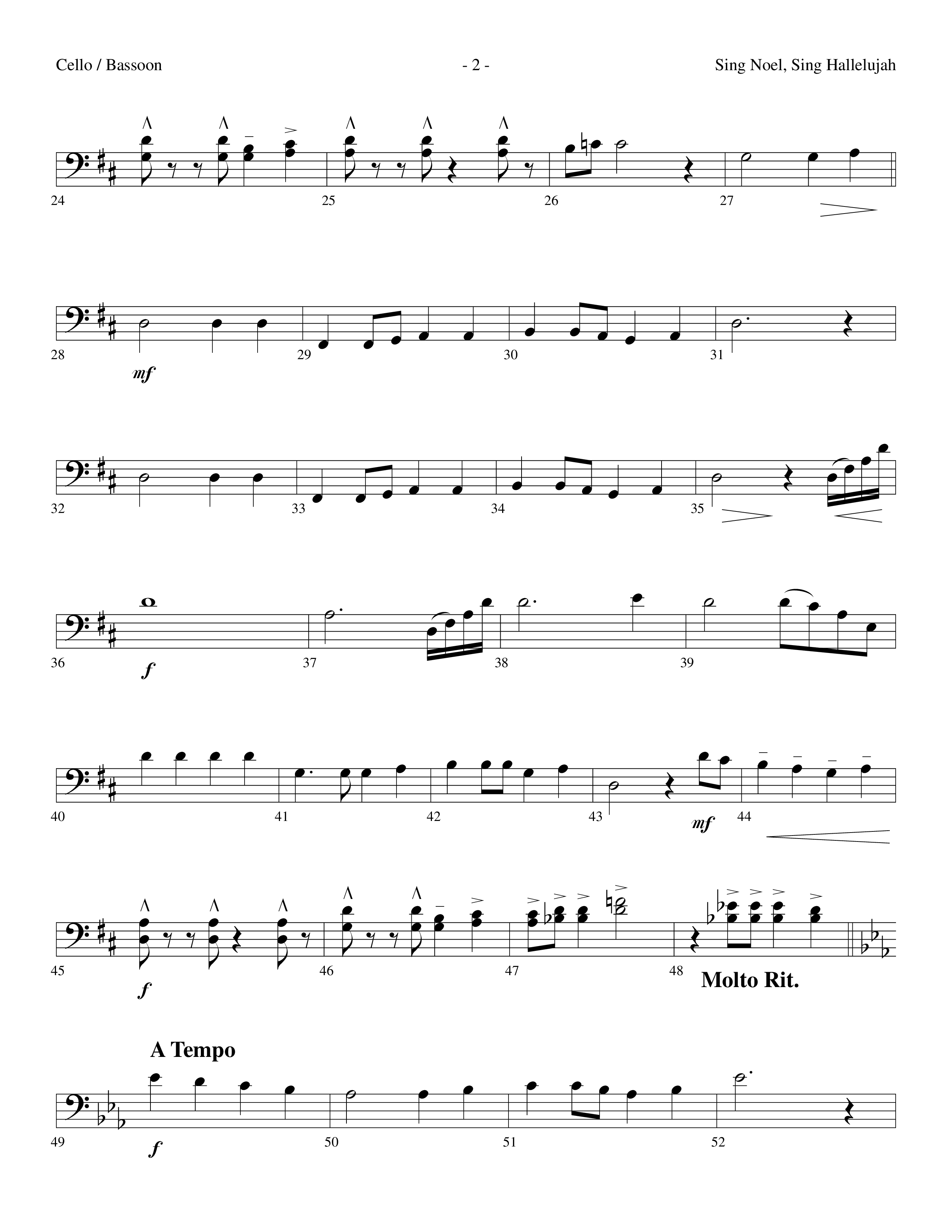 Sing Noel Sing Hallelujah (Choral Anthem SATB) Cello (Lifeway Choral / Arr. Dennis Allen)
