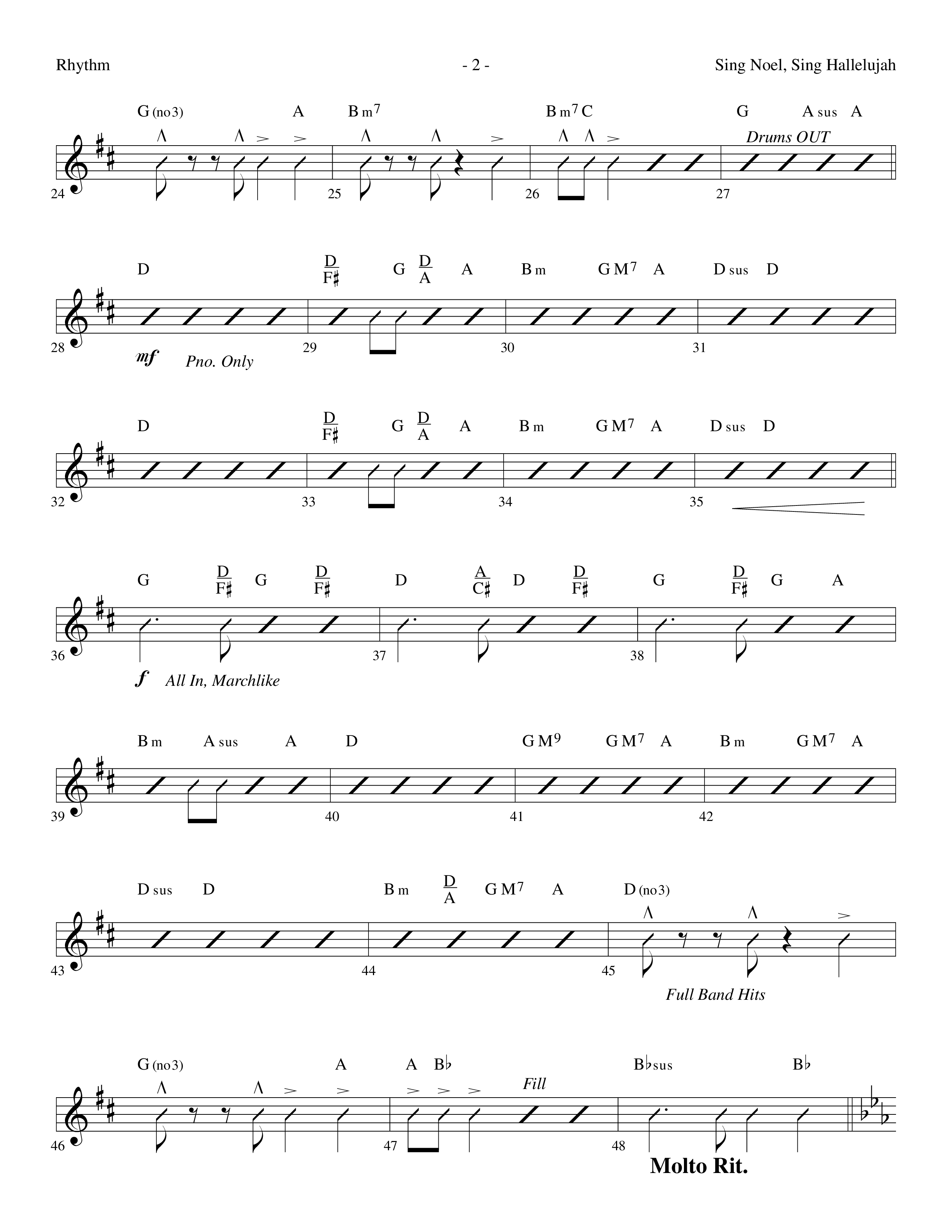 Sing Noel Sing Hallelujah (Choral Anthem SATB) Rhythm Chart (Lifeway Choral / Arr. Dennis Allen)