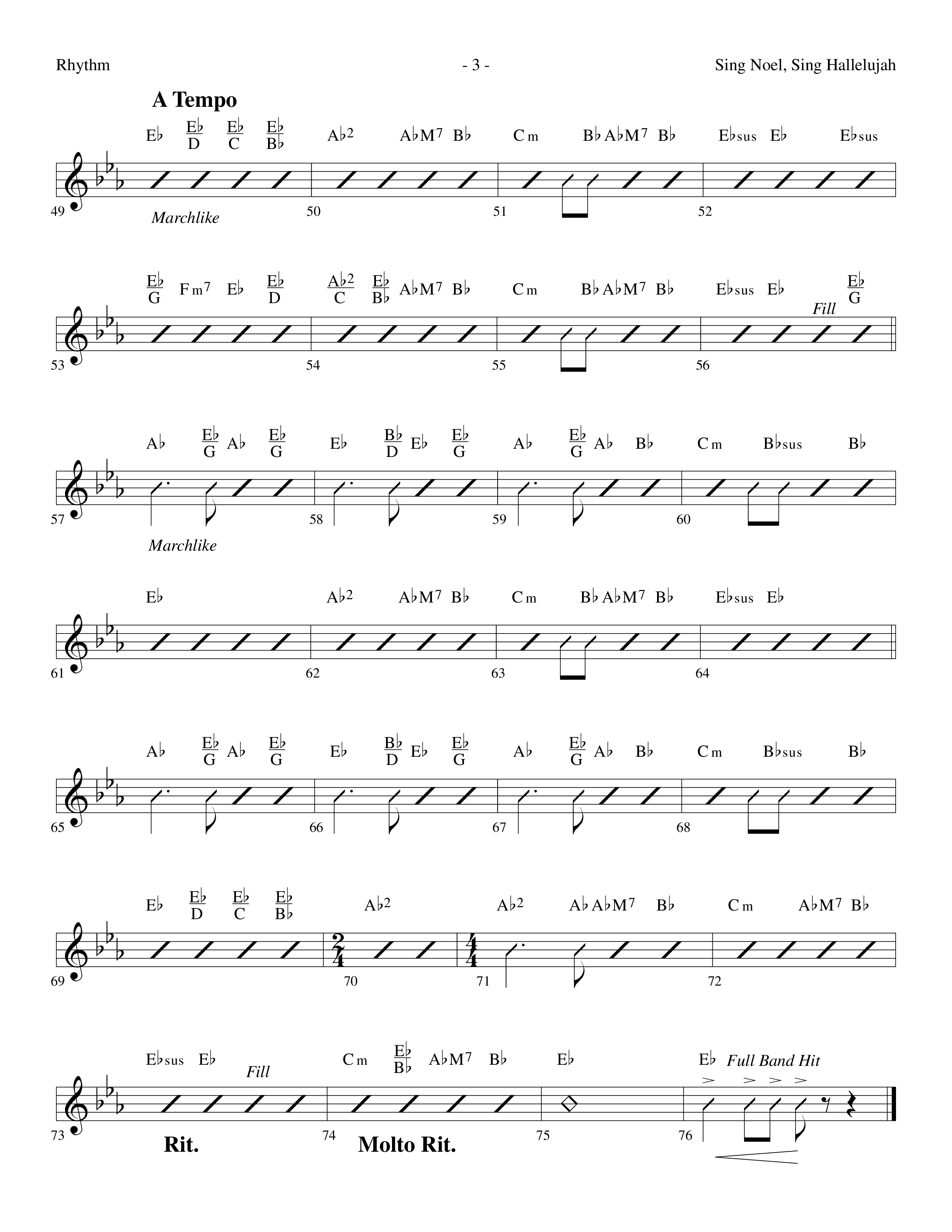 Sing Noel Sing Hallelujah (Choral Anthem SATB) Rhythm Chart (Lifeway Choral / Arr. Dennis Allen)