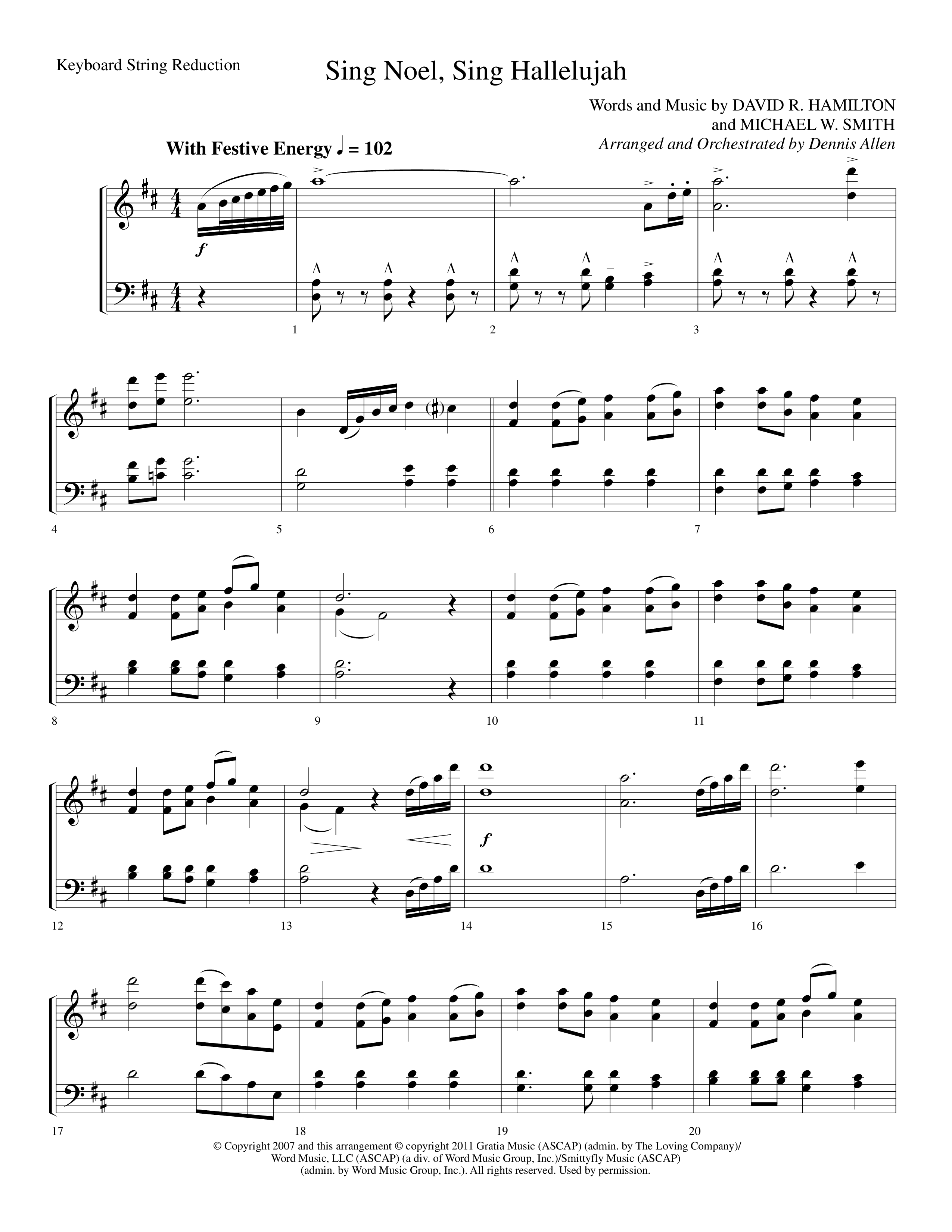 Sing Noel Sing Hallelujah (Choral Anthem SATB) String Reduction (Lifeway Choral / Arr. Dennis Allen)
