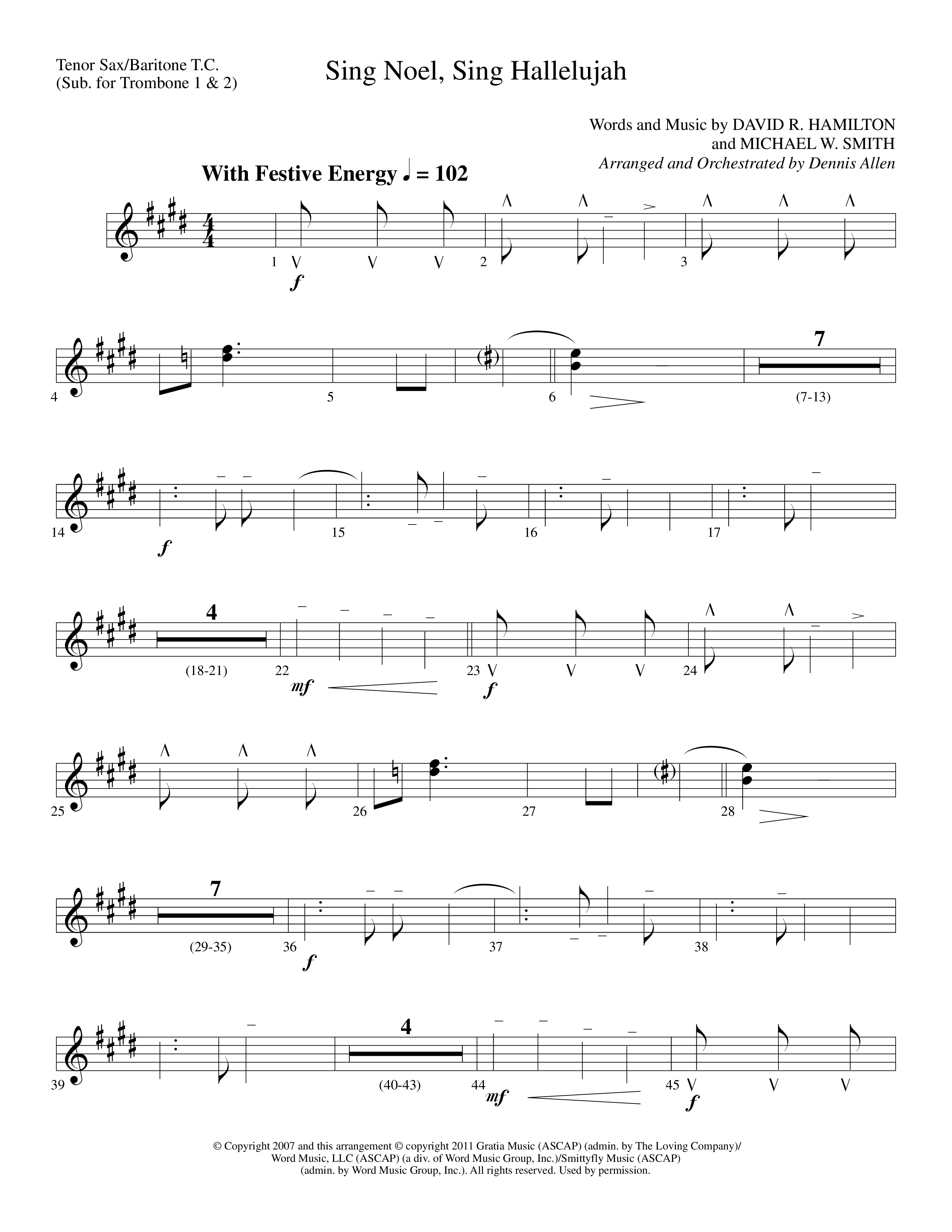Sing Noel Sing Hallelujah (Choral Anthem SATB) Tenor Sax/Baritone T.C. (Lifeway Choral / Arr. Dennis Allen)