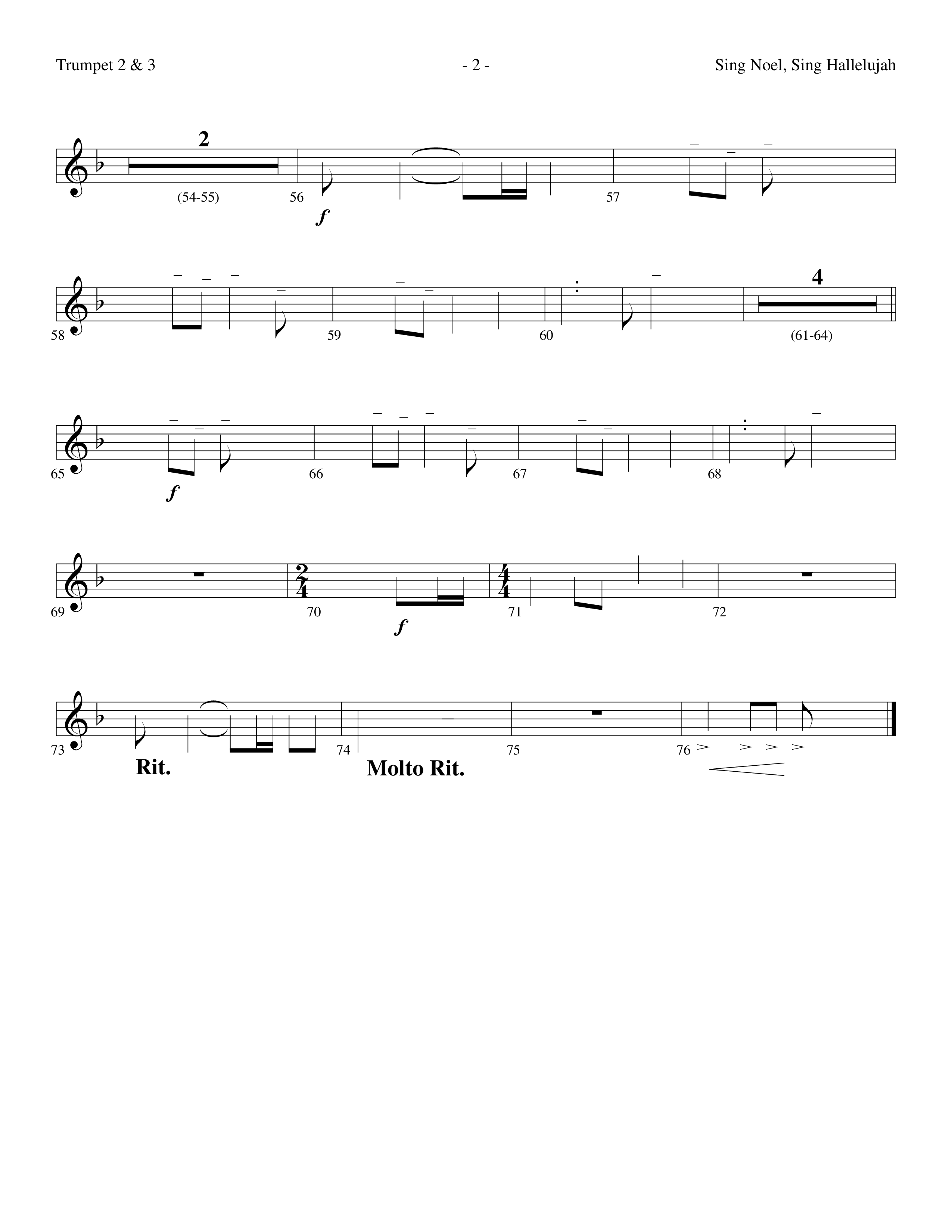 Sing Noel Sing Hallelujah (Choral Anthem SATB) Trumpet 2/3 (Lifeway Choral / Arr. Dennis Allen)