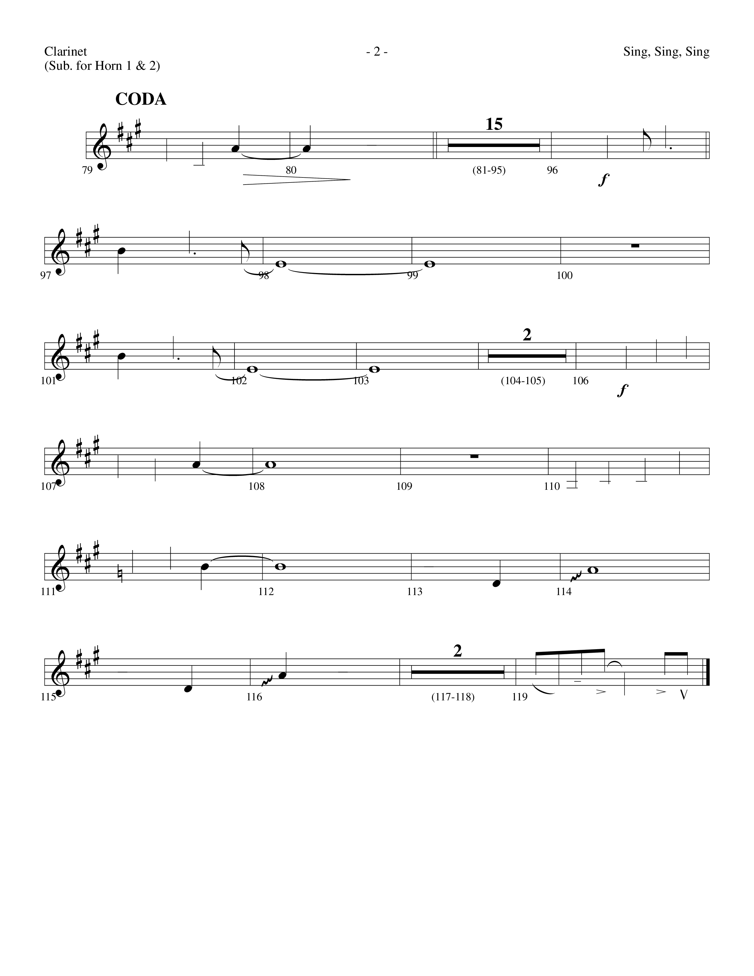 Sing Sing Sing (Choral Anthem SATB) Clarinet (Lifeway Choral / Arr. Dennis Allen)