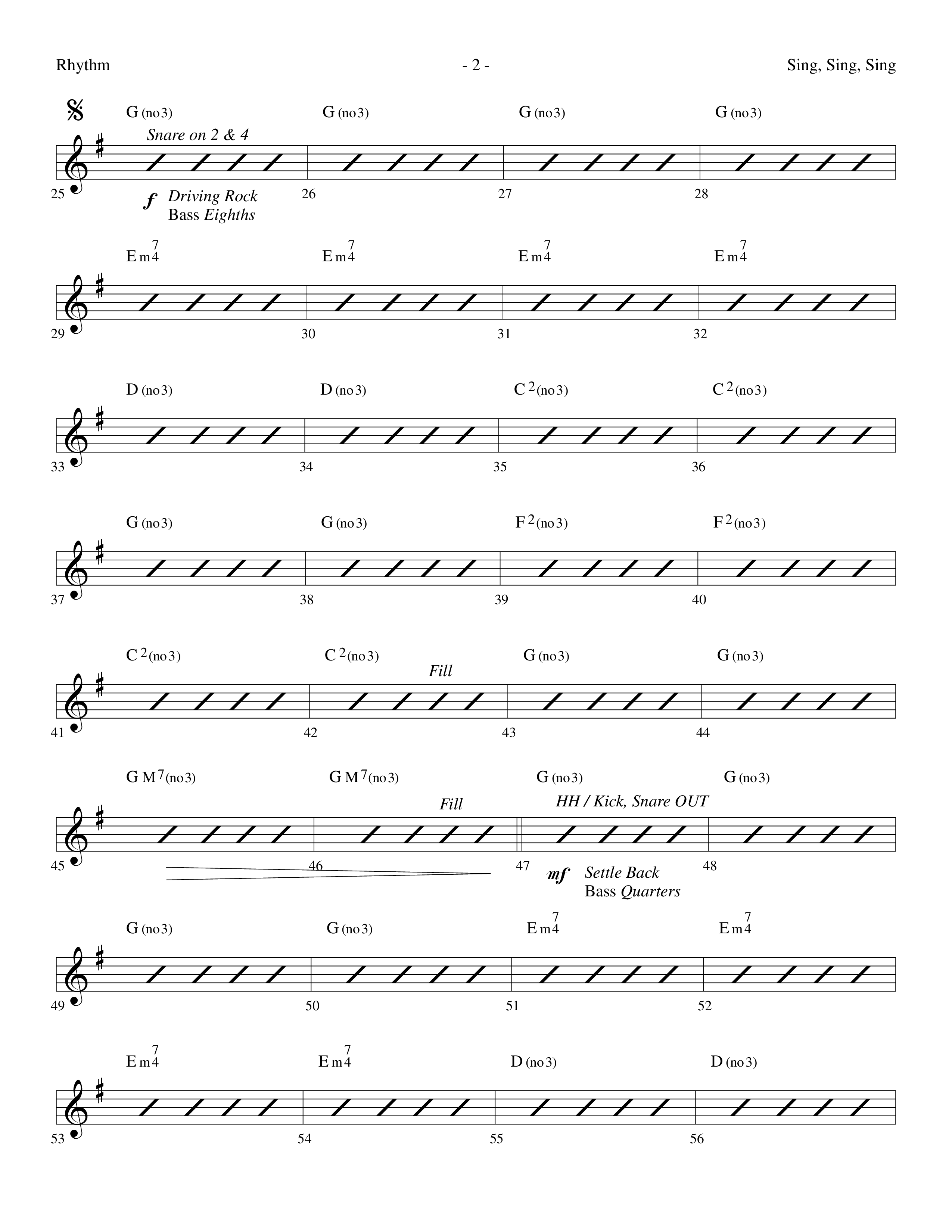 Sing Sing Sing (Choral Anthem SATB) Rhythm Chart (Lifeway Choral / Arr. Dennis Allen)