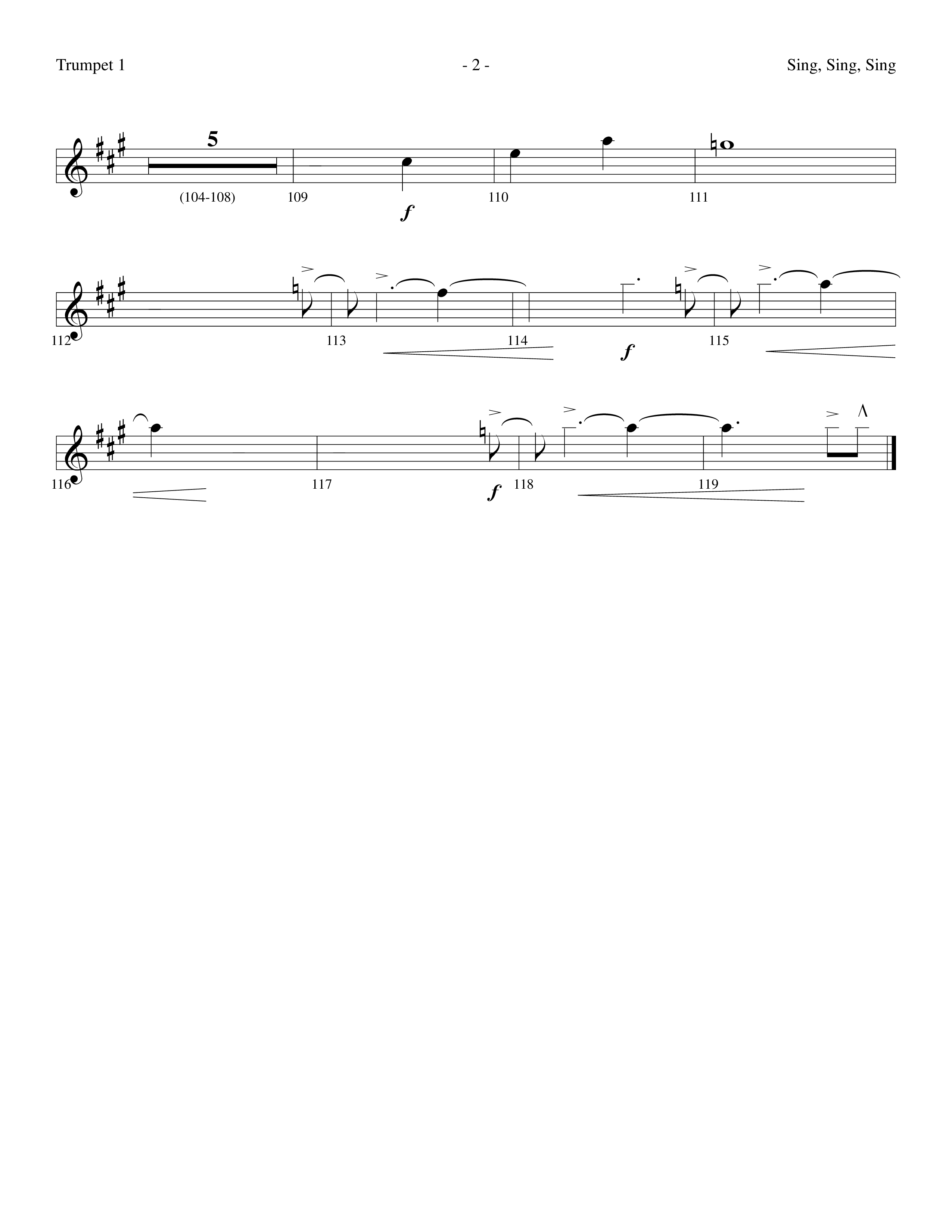 Sing Sing Sing (Choral Anthem SATB) Trumpet 1 (Lifeway Choral / Arr. Dennis Allen)