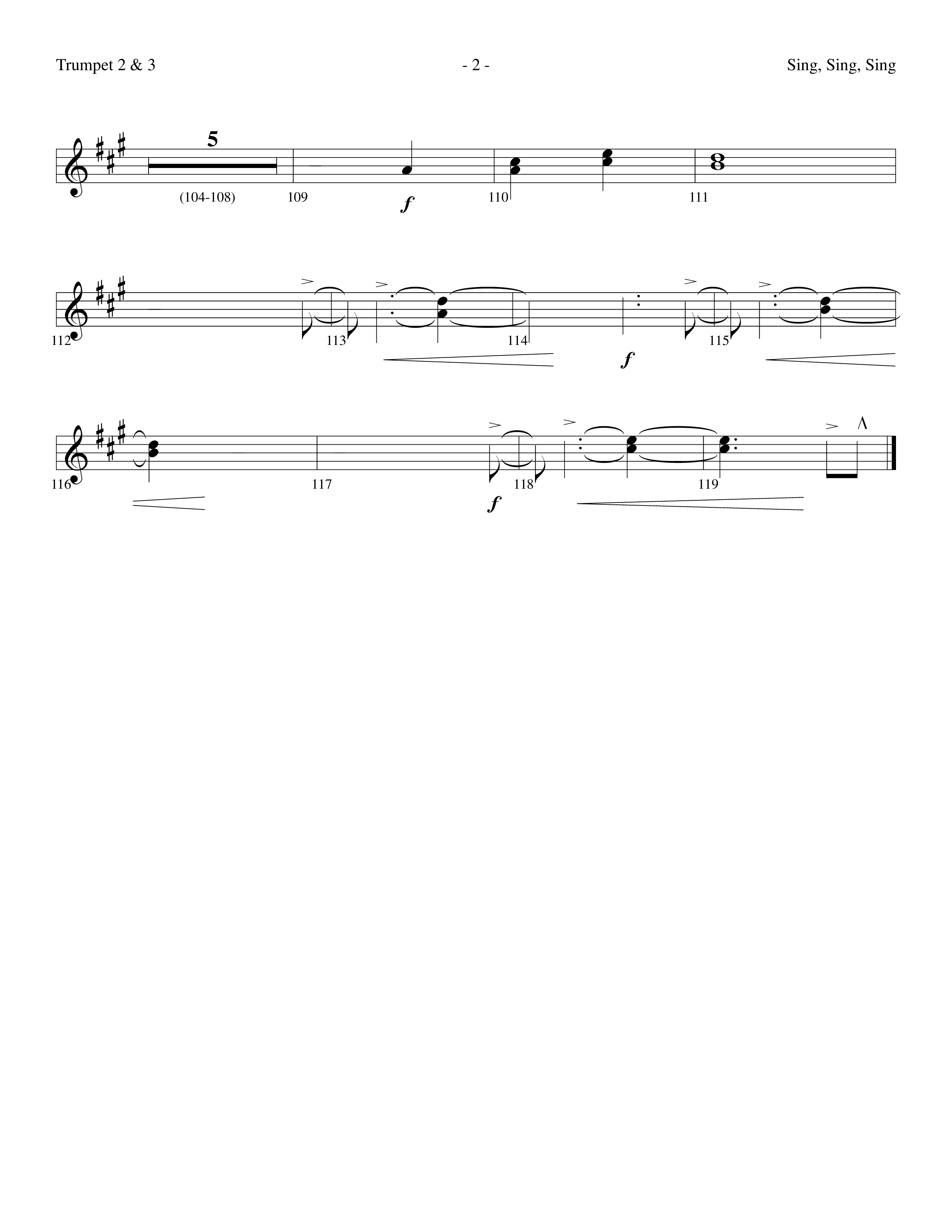 Sing Sing Sing (Choral Anthem SATB) Trumpet 2/3 (Lifeway Choral / Arr. Dennis Allen)