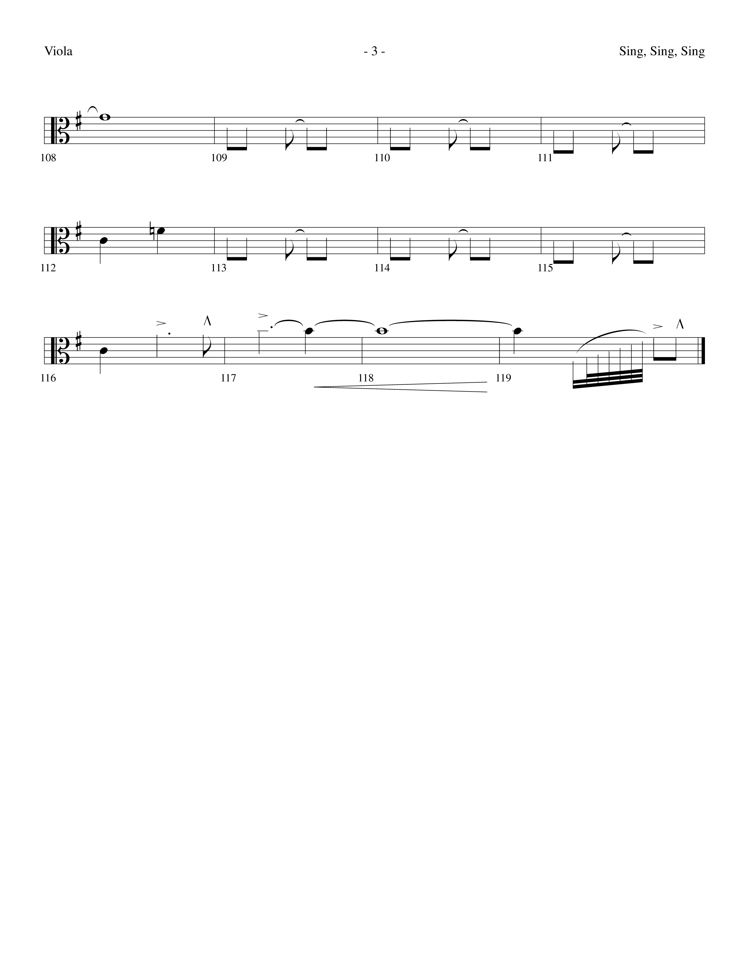 Sing Sing Sing (Choral Anthem SATB) Viola (Lifeway Choral / Arr. Dennis Allen)