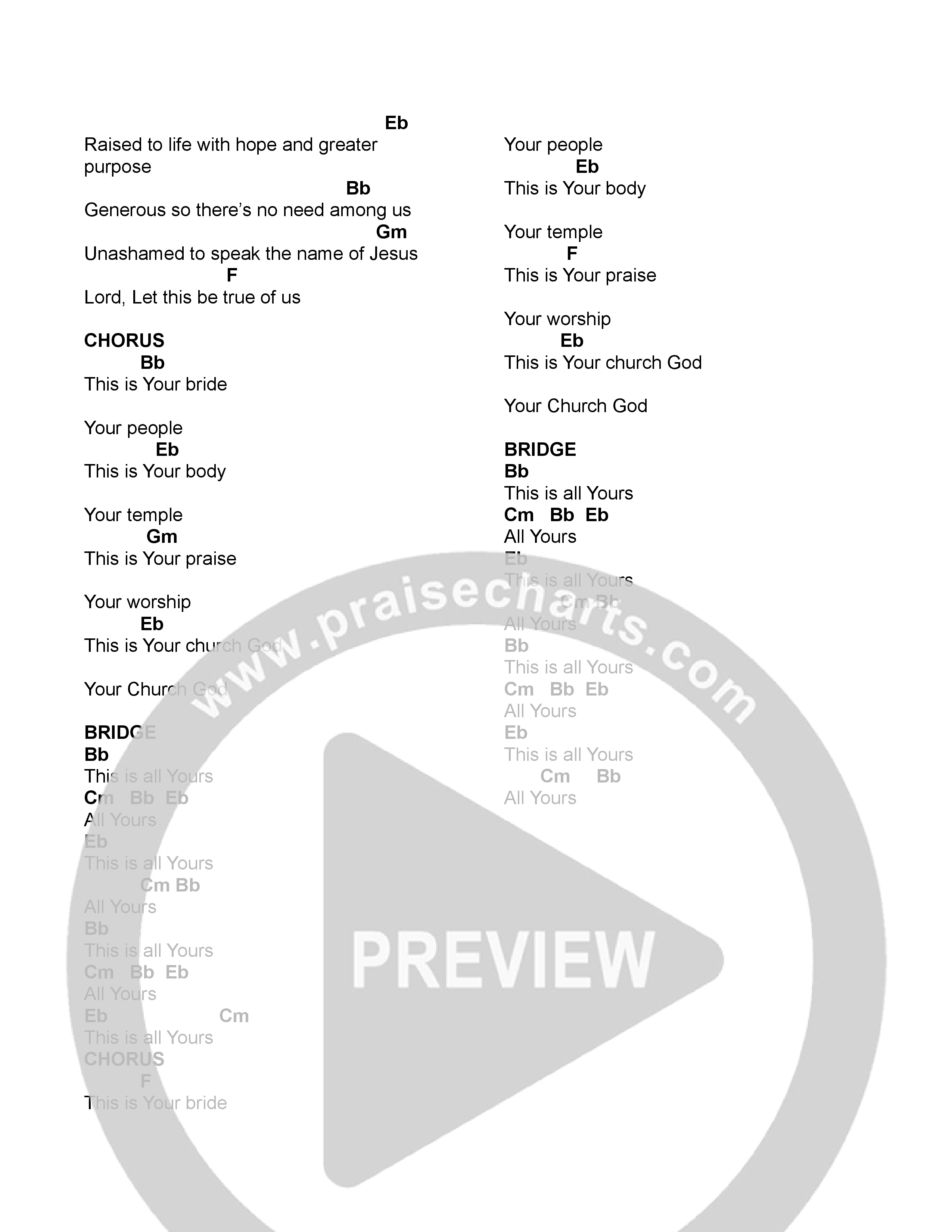 Your Church Chord Chart (Canyon Hills Worship)