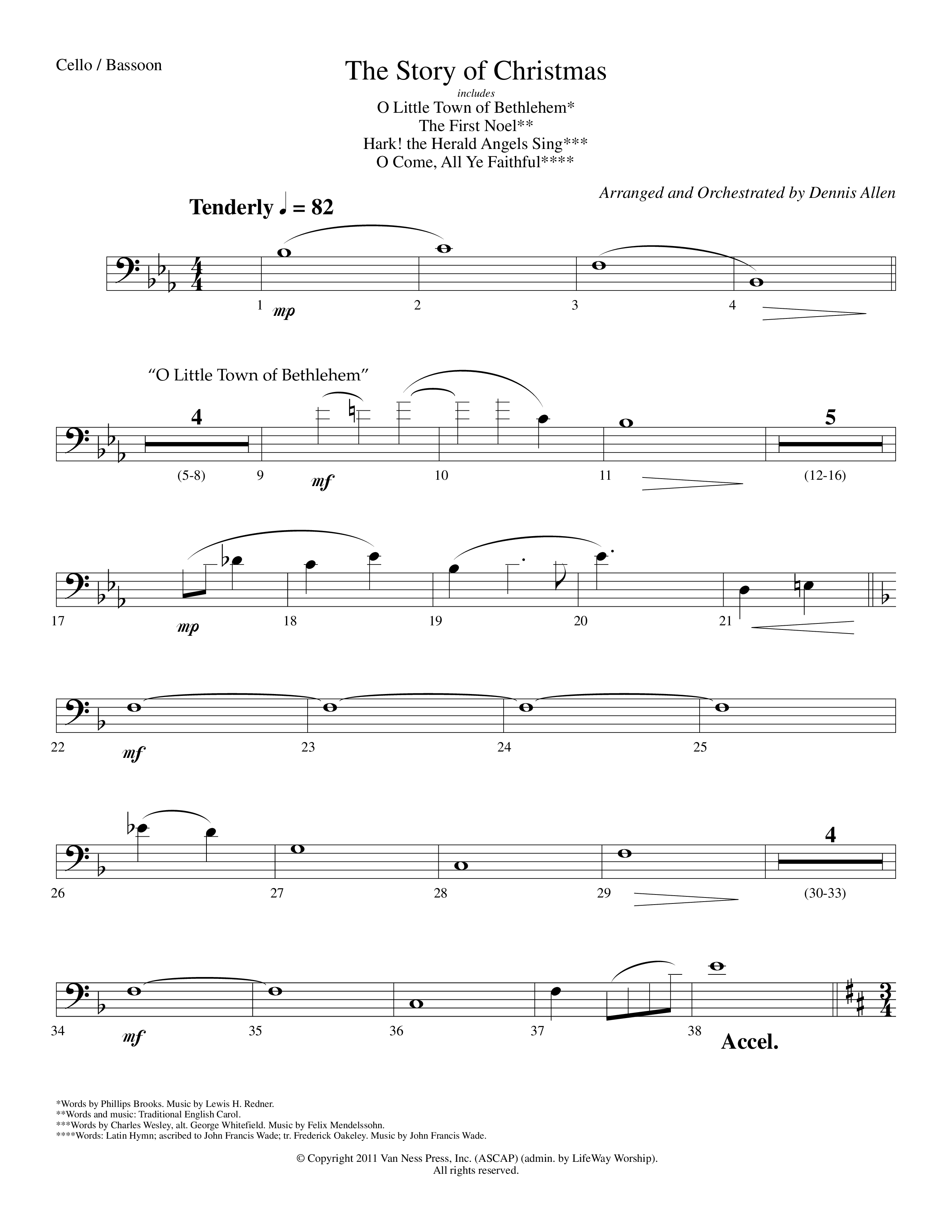 The Story Of Christmas (Choral Anthem SATB) Cello (Lifeway Choral / Arr. Dennis Allen)