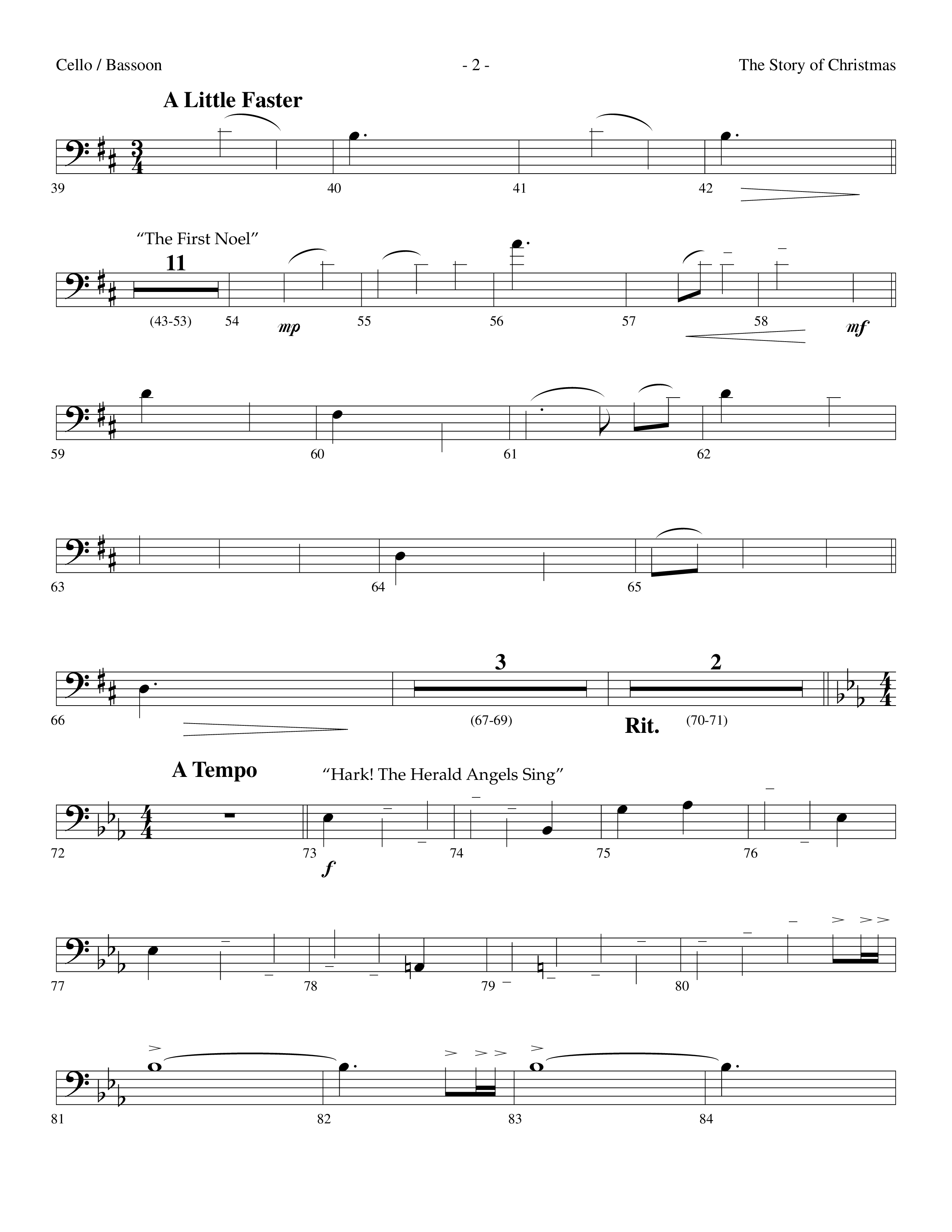 The Story Of Christmas (Choral Anthem SATB) Cello (Lifeway Choral / Arr. Dennis Allen)