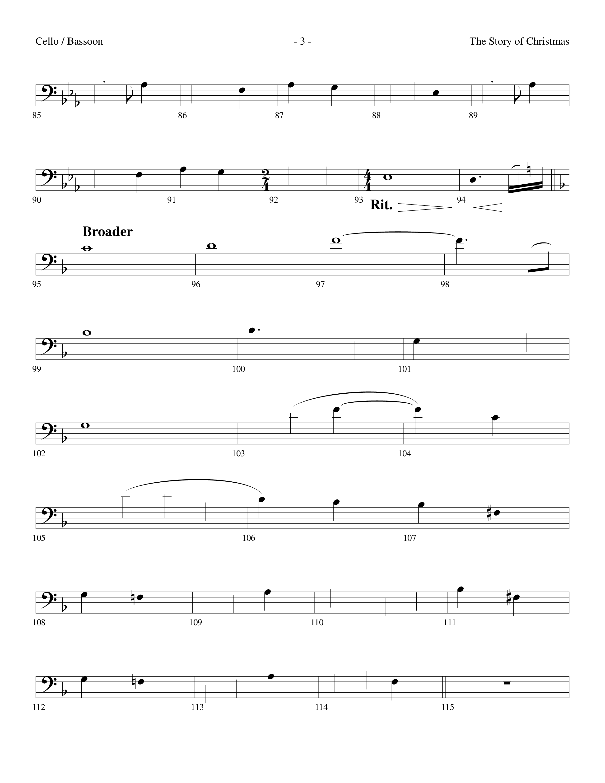 The Story Of Christmas (Choral Anthem SATB) Cello (Lifeway Choral / Arr. Dennis Allen)