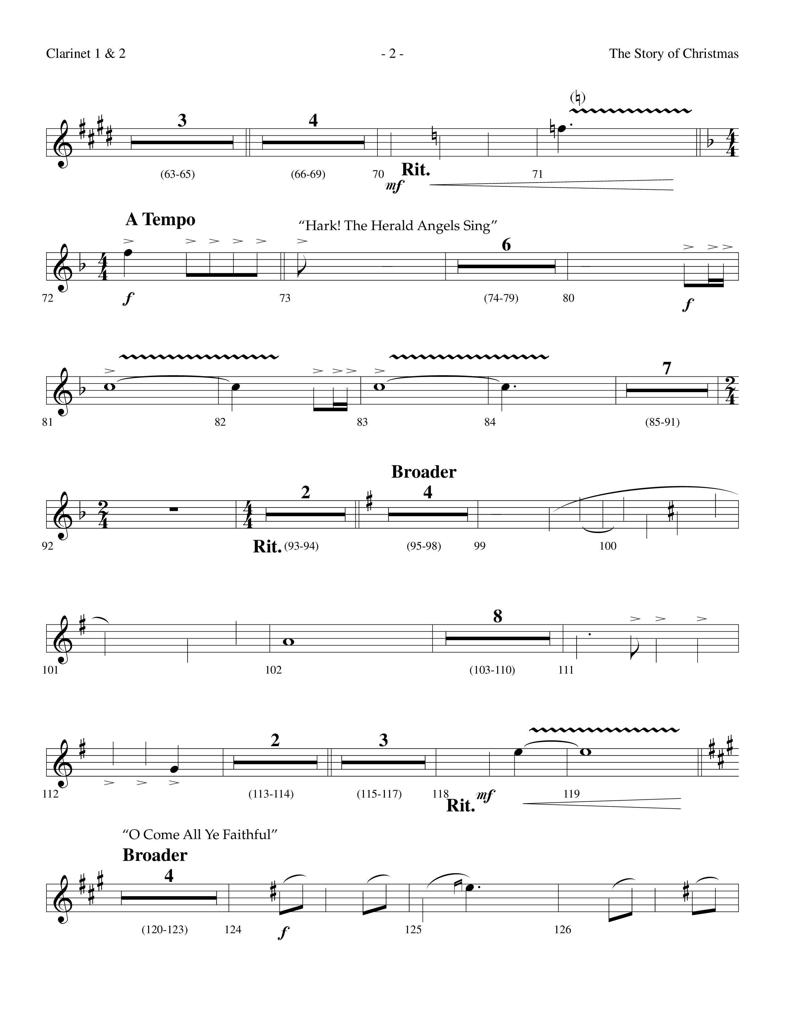 The Story Of Christmas (Choral Anthem SATB) Clarinet 1/2 (Lifeway Choral / Arr. Dennis Allen)