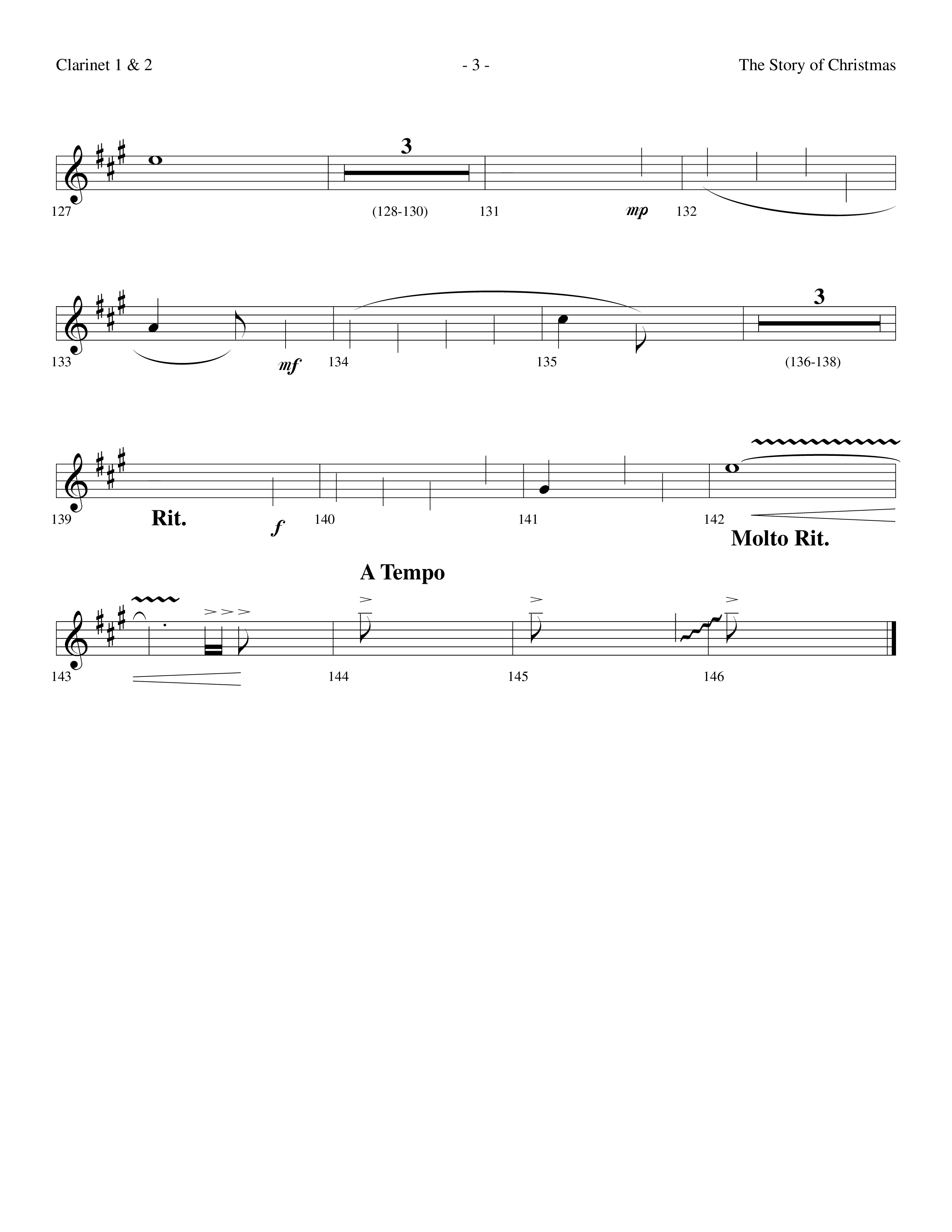 The Story Of Christmas (Choral Anthem SATB) Clarinet 1/2 (Lifeway Choral / Arr. Dennis Allen)