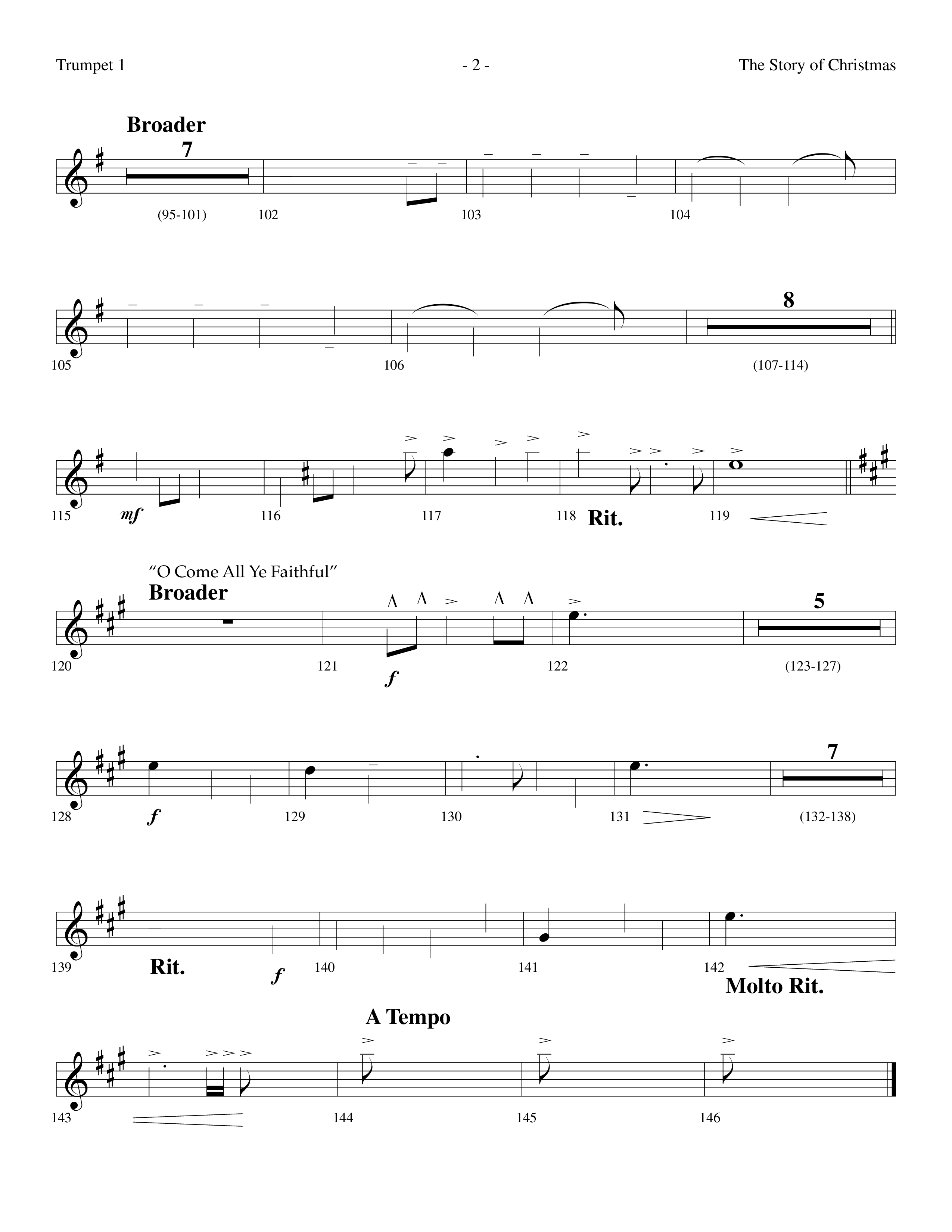 The Story Of Christmas (Choral Anthem SATB) Trumpet 1 (Lifeway Choral / Arr. Dennis Allen)