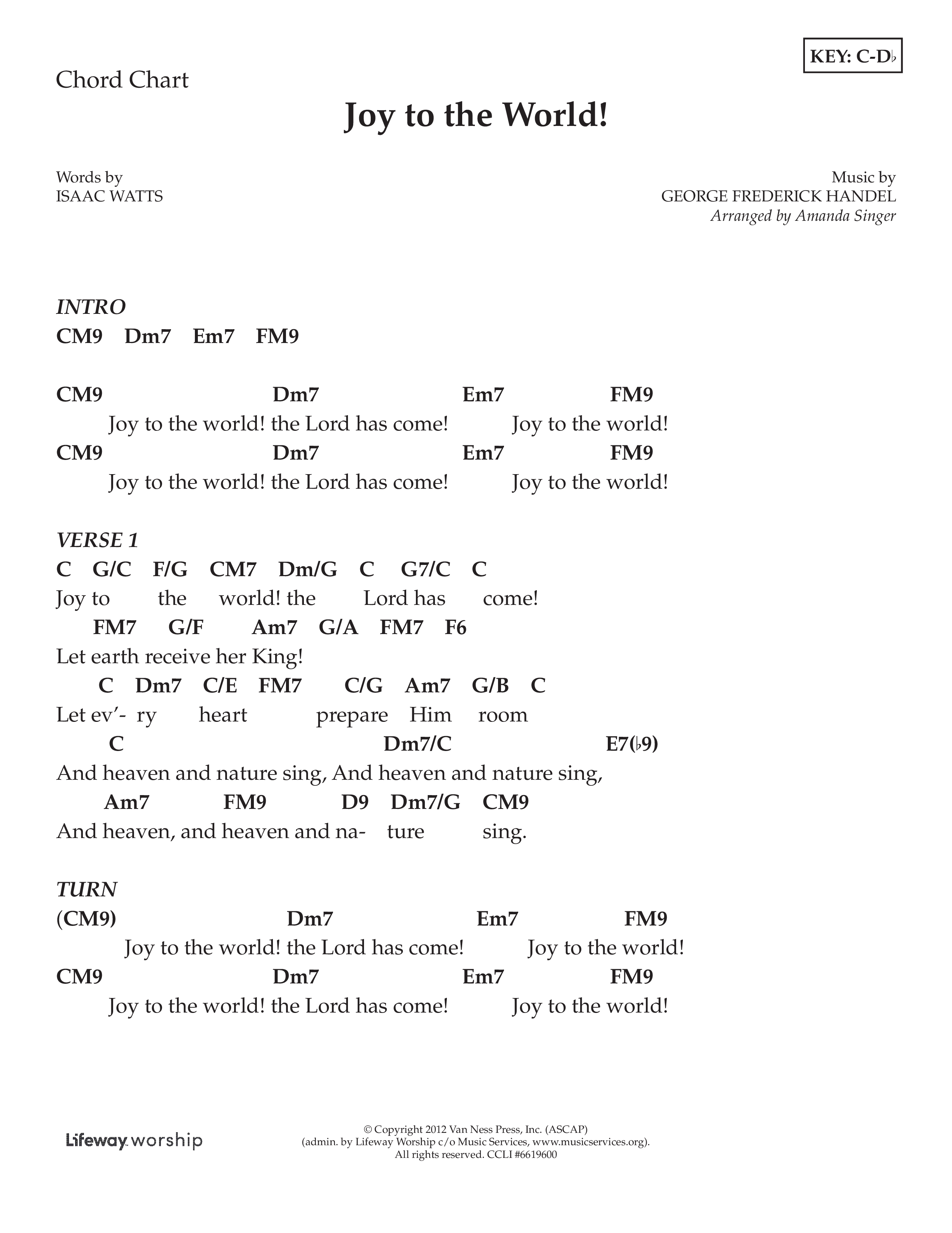 Joy To The World (Kids) Chord Chart (Lifeway Choral / Arr. Amanda Singer)