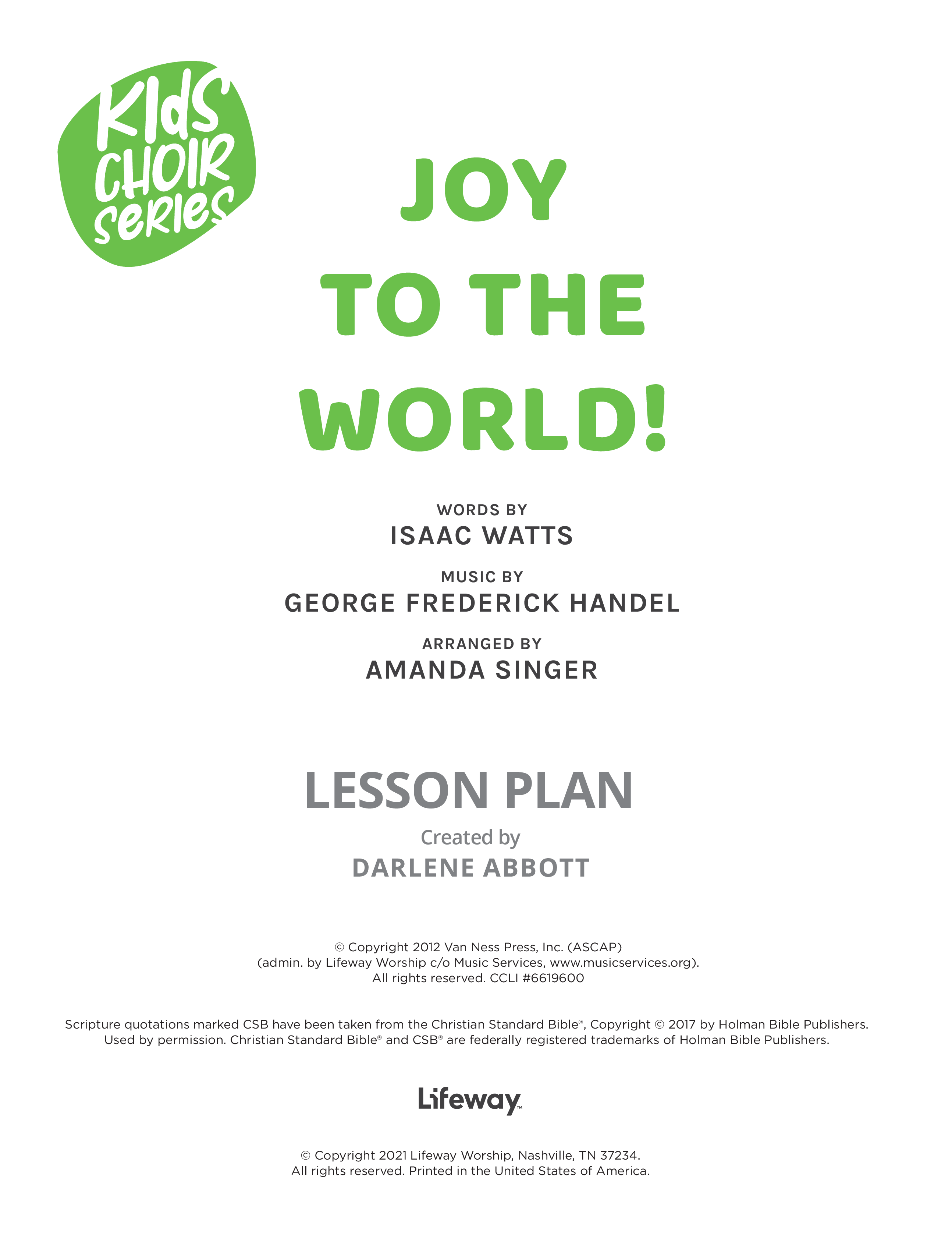 Joy To The World (Kids) eBook PDF (Lifeway Choral / Arr. Amanda Singer)