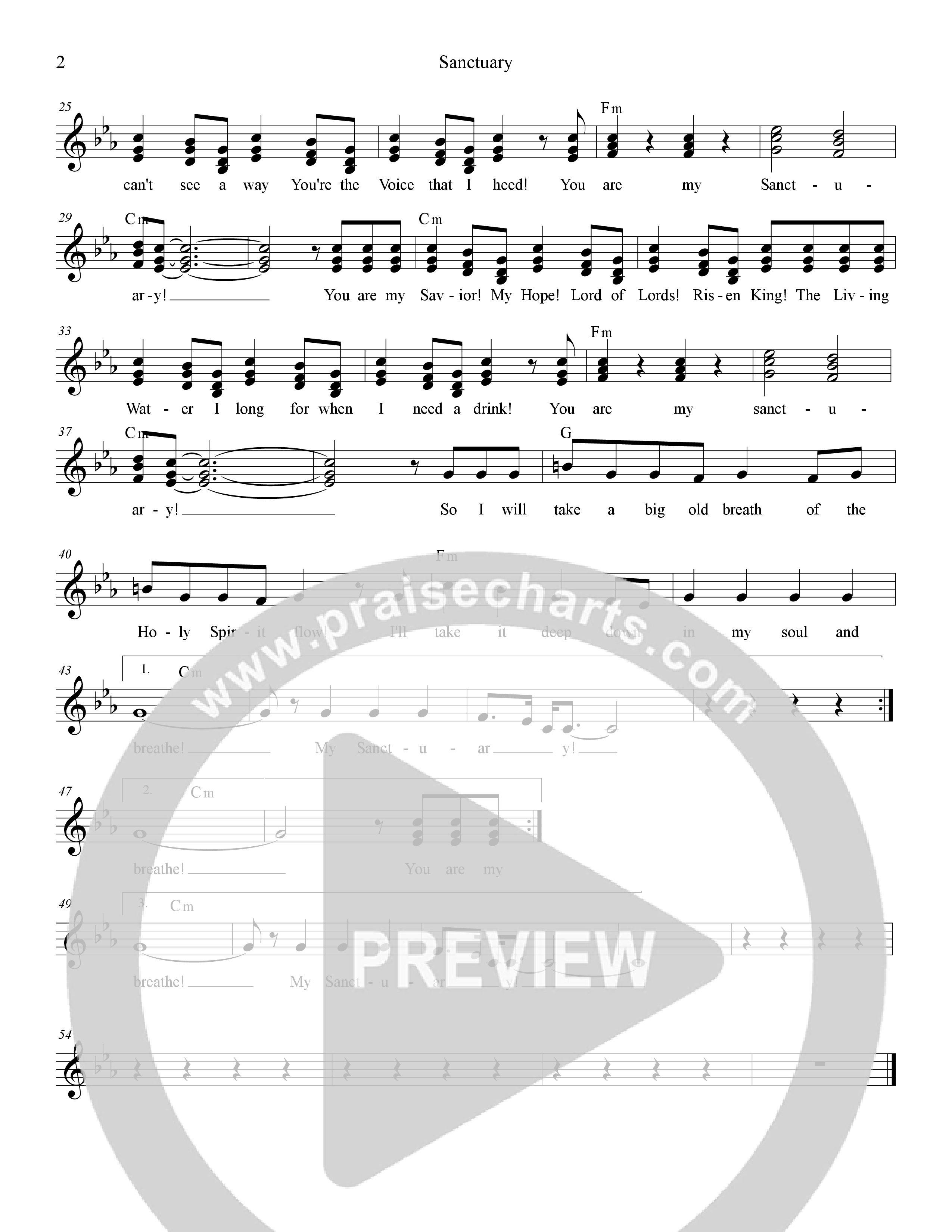 Sanctuary Lead Sheet Melody (Dennis Jernigan)