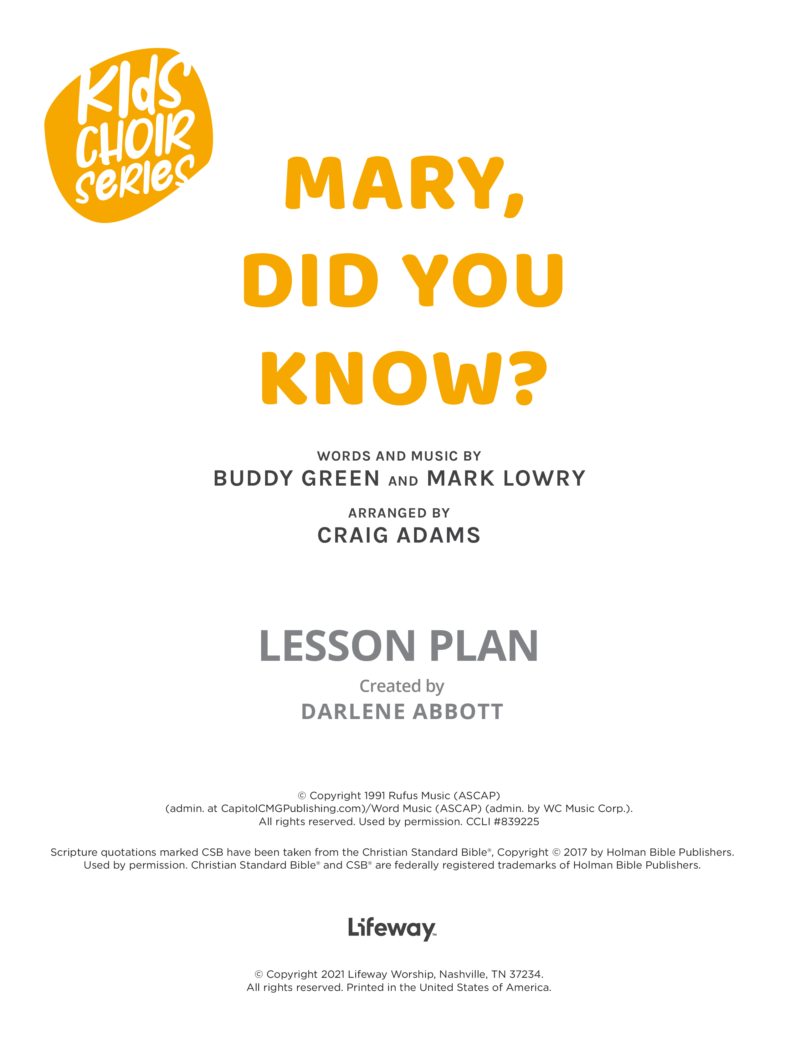 Mary Did You Know (Kids) eBook PDF (Lifeway Choral / Arr. Craig Adams)