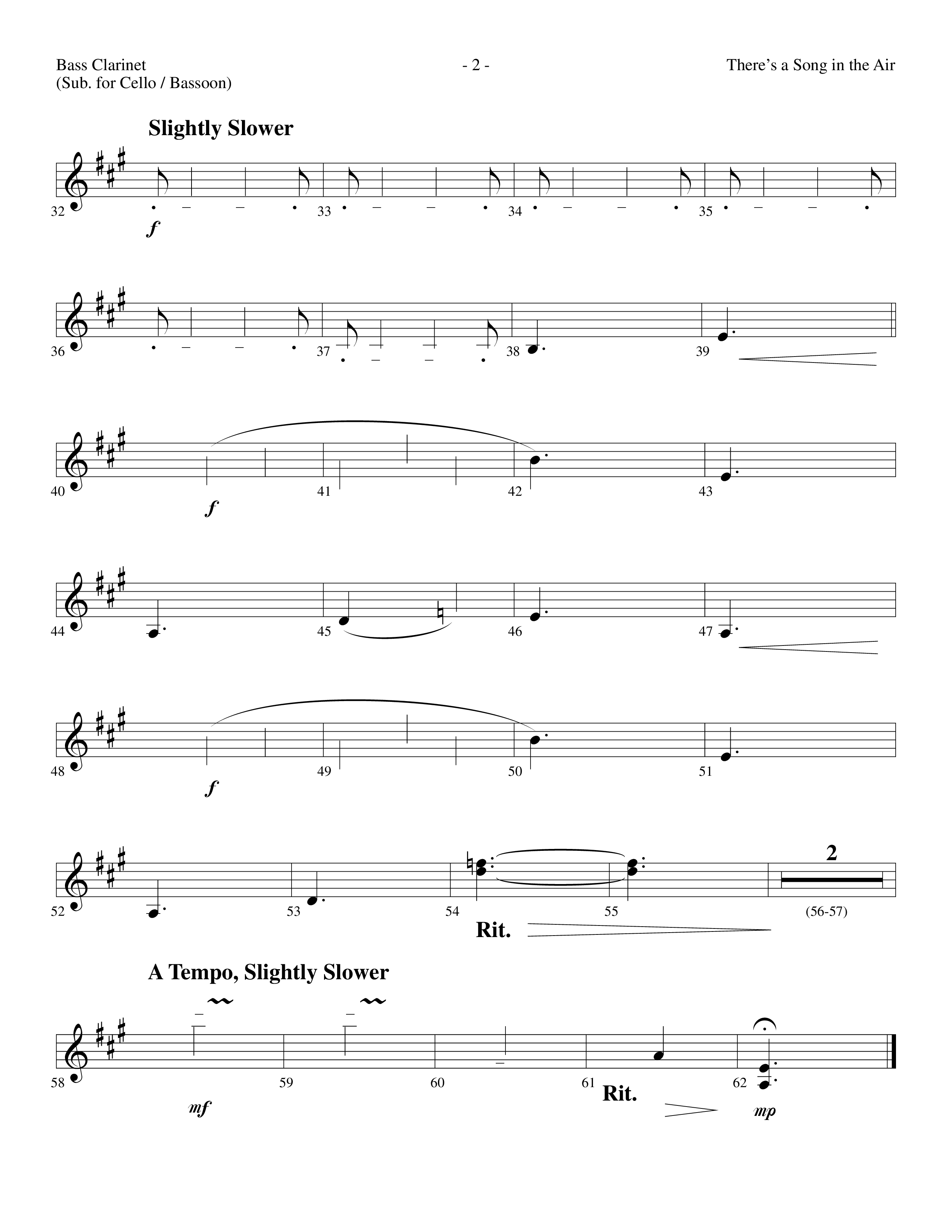 There's A Song In The Air (Choral Anthem SATB) Bass Clarinet (Lifeway Choral / Arr. Dennis Allen)