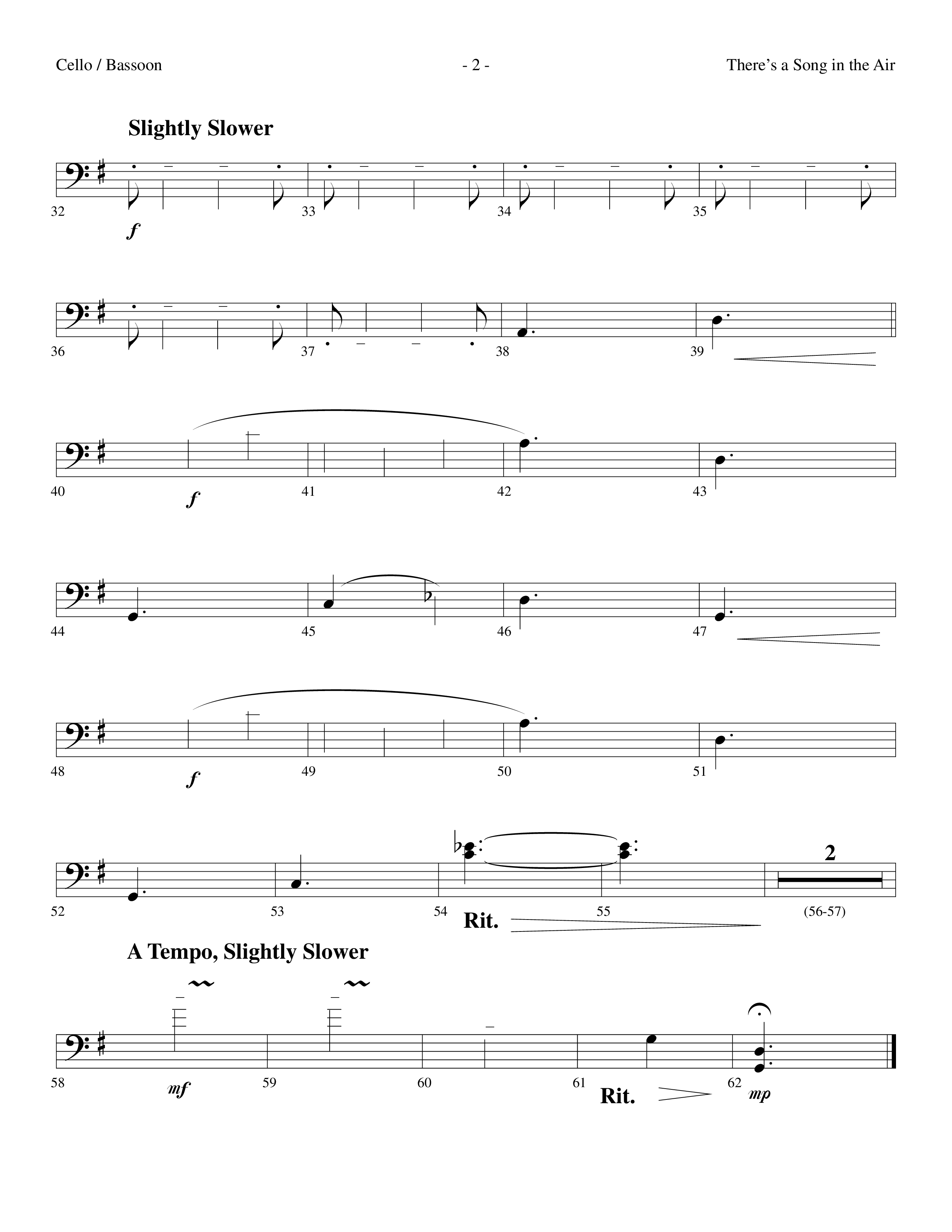 There's A Song In The Air (Choral Anthem SATB) Cello (Lifeway Choral / Arr. Dennis Allen)