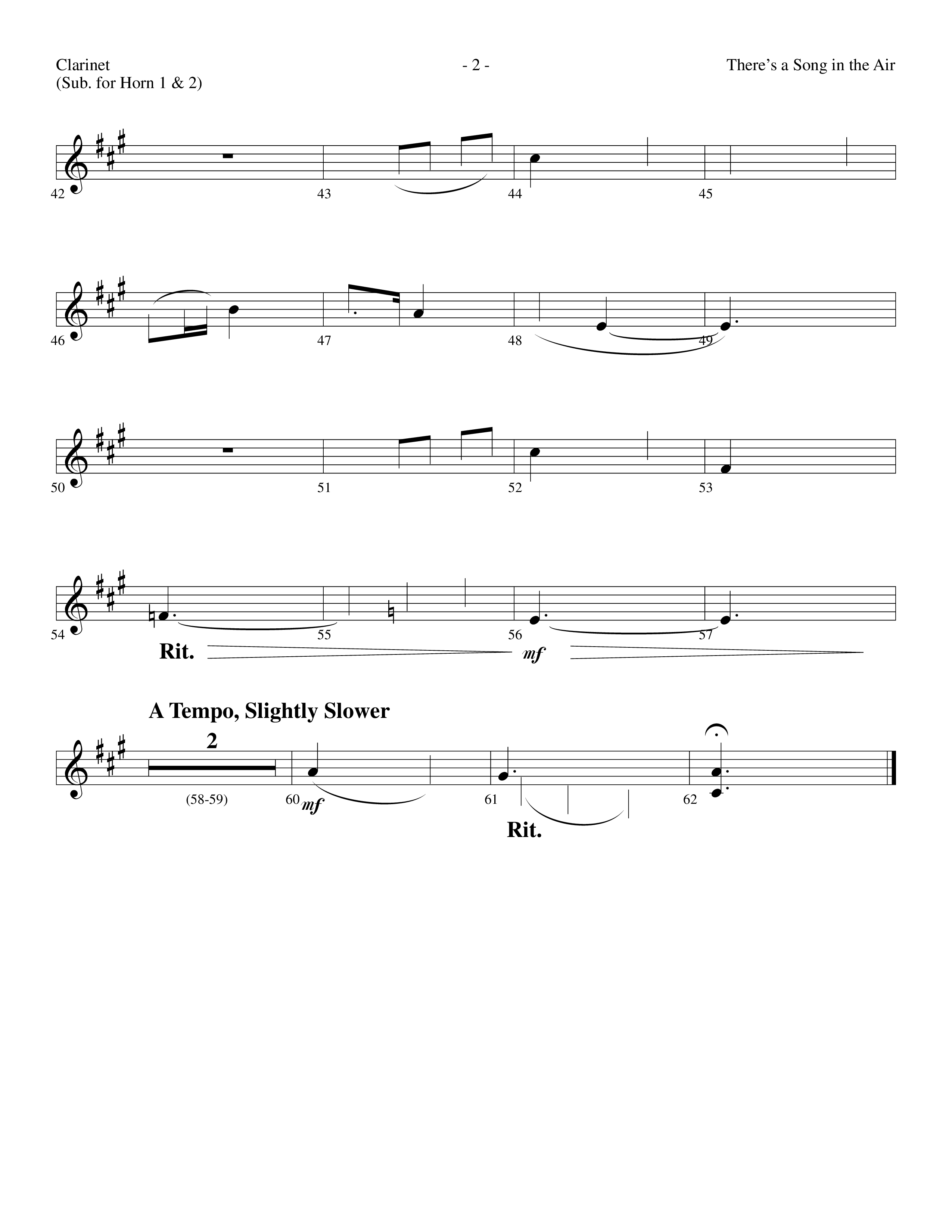 There's A Song In The Air (Choral Anthem SATB) Clarinet (Lifeway Choral / Arr. Dennis Allen)