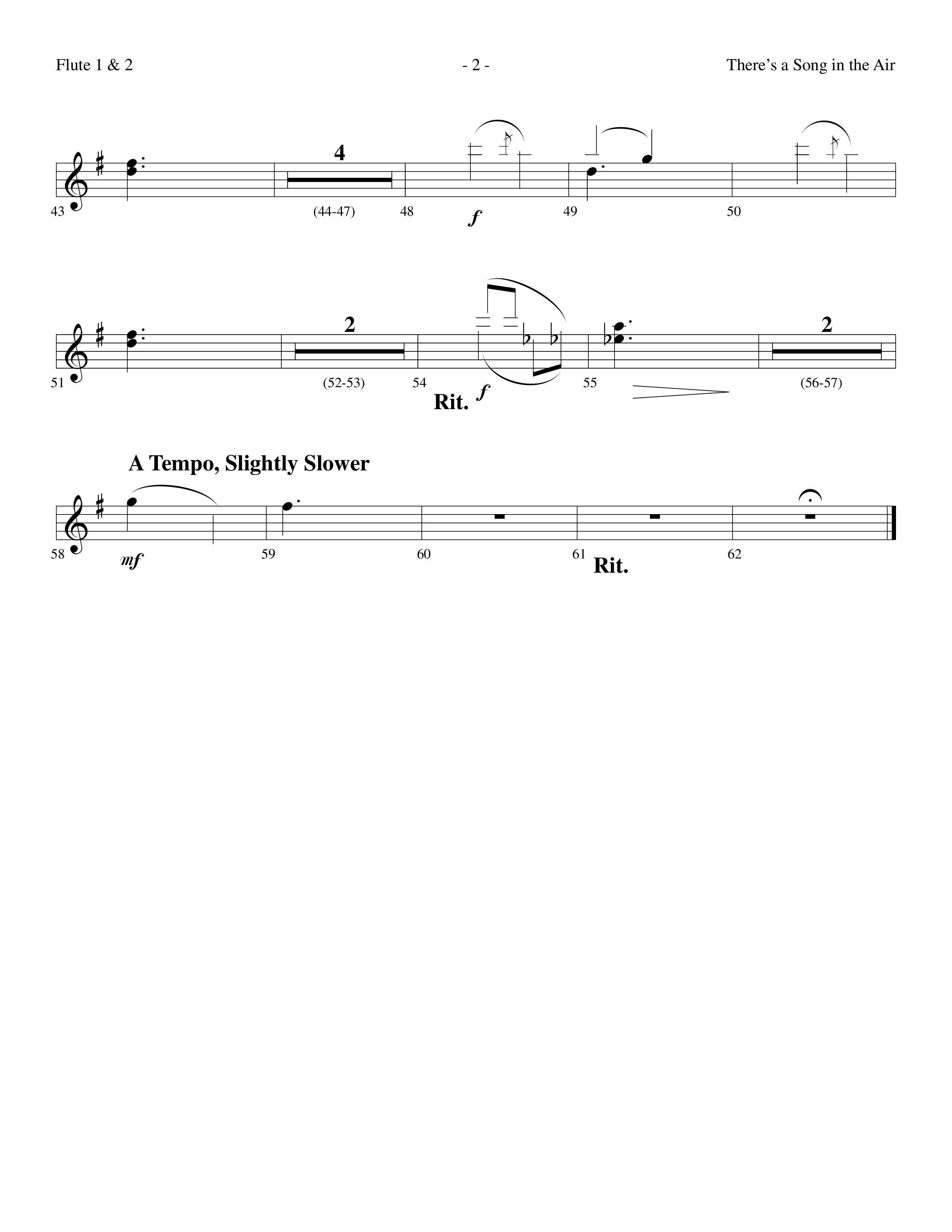 There's A Song In The Air (Choral Anthem SATB) Flute 1/2 (Lifeway Choral / Arr. Dennis Allen)