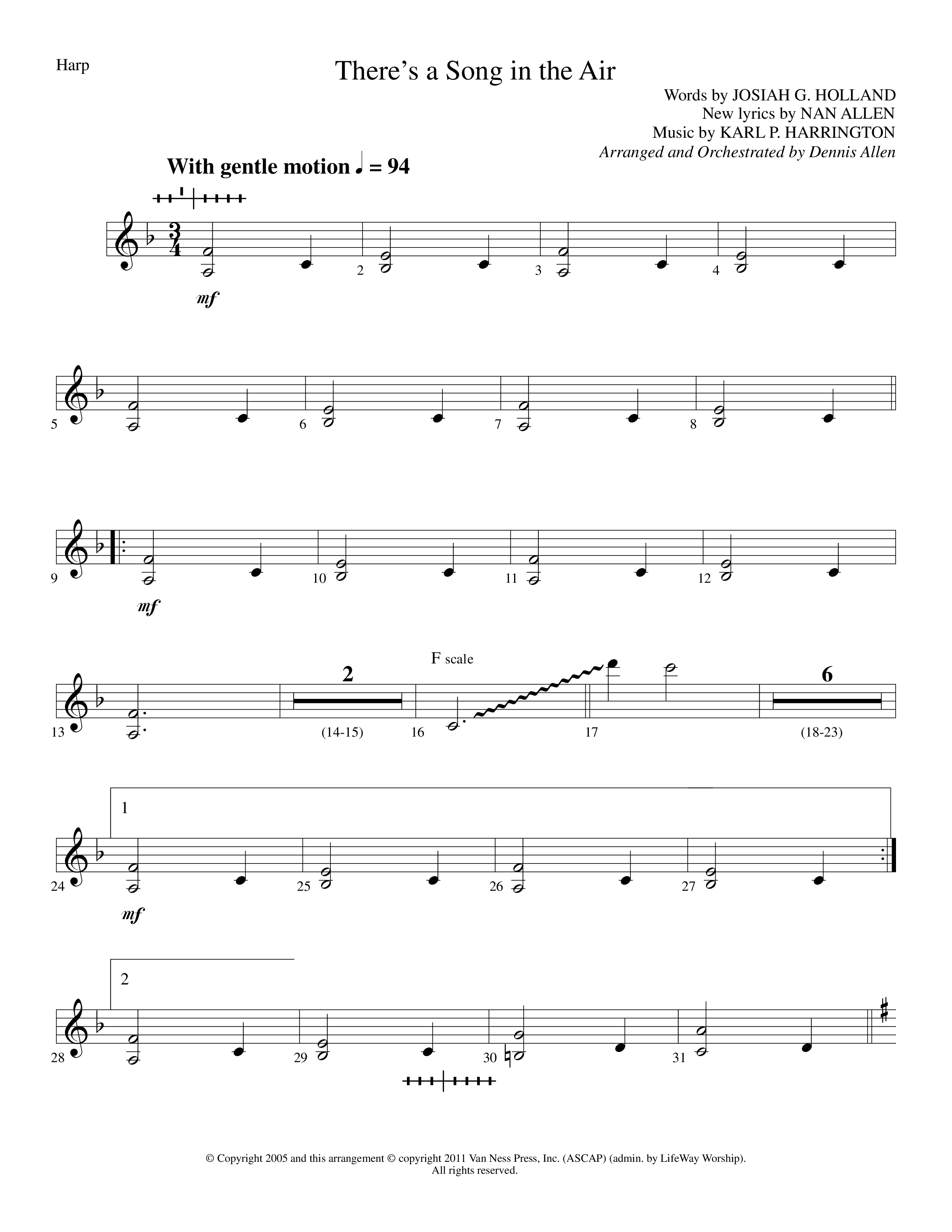 There's A Song In The Air (Choral Anthem SATB) Harp (Lifeway Choral / Arr. Dennis Allen)