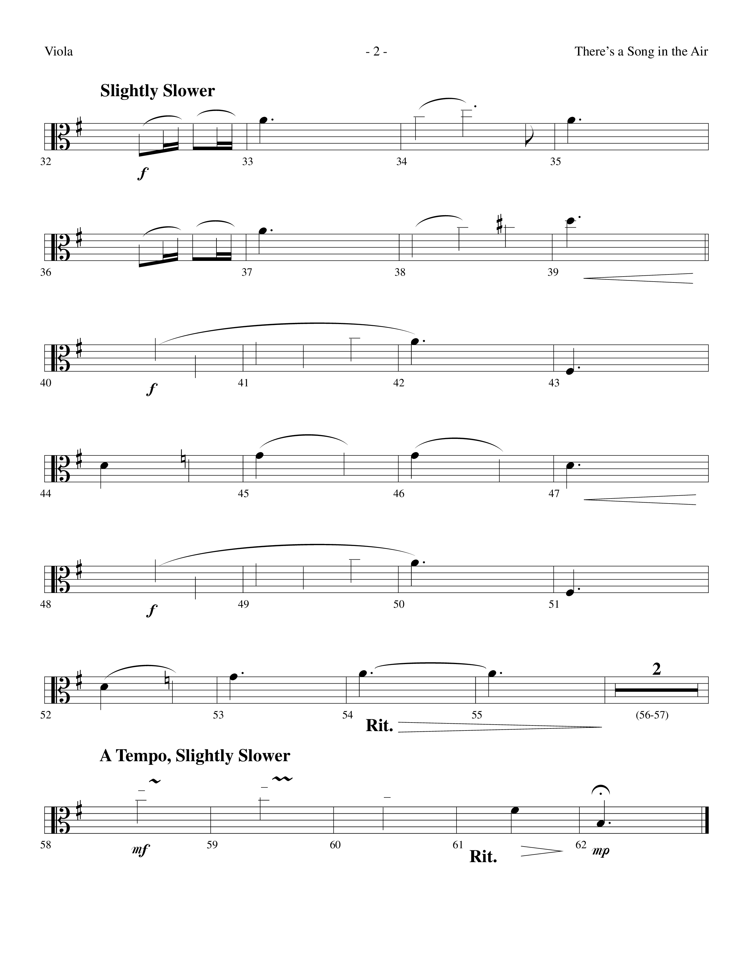 There's A Song In The Air (Choral Anthem SATB) Viola (Lifeway Choral / Arr. Dennis Allen)