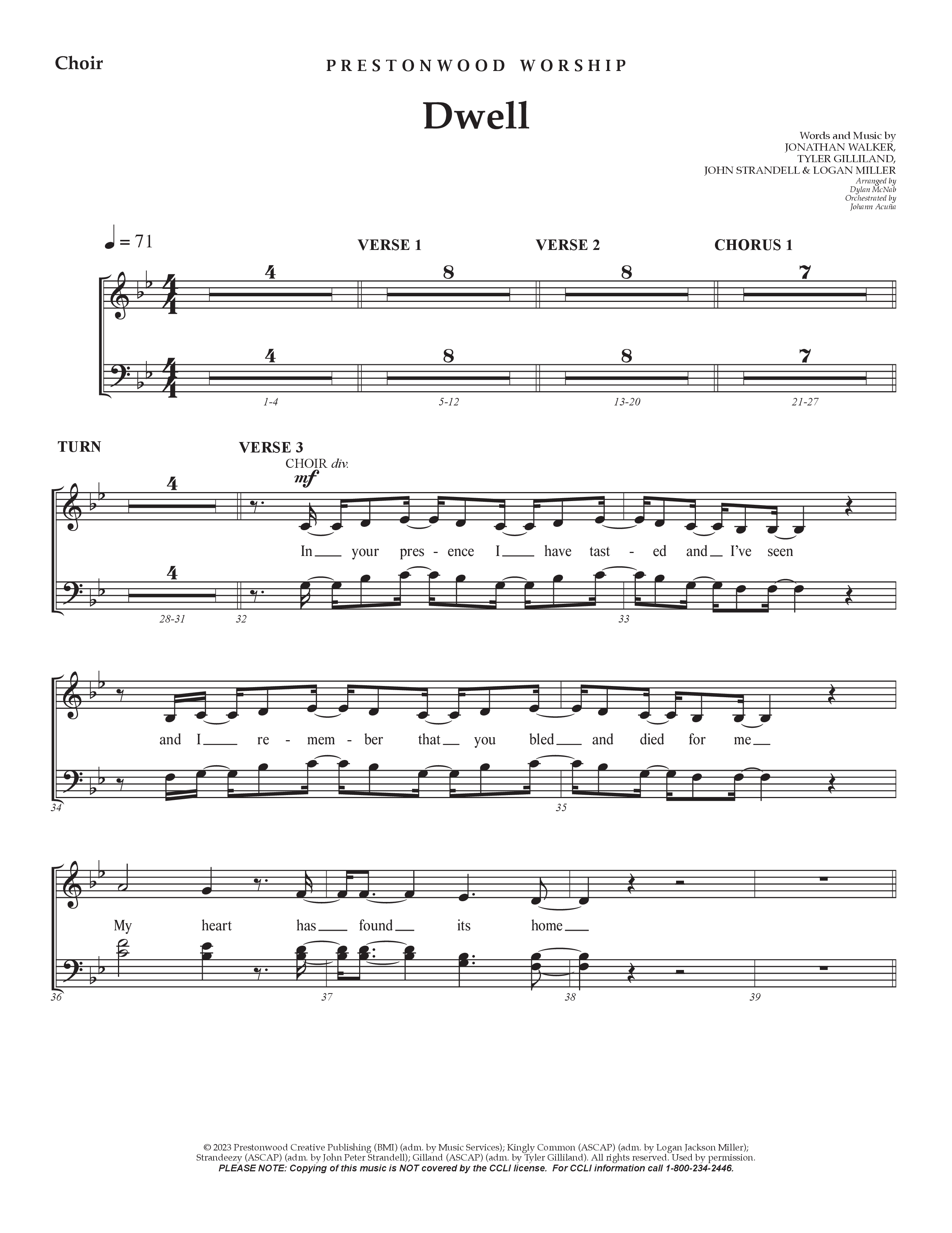 Dwell Choral Vocal Pack (Prestonwood Worship / Holly McWilliams / Arr. Dylan McNab / Orch. Johann Acuna)