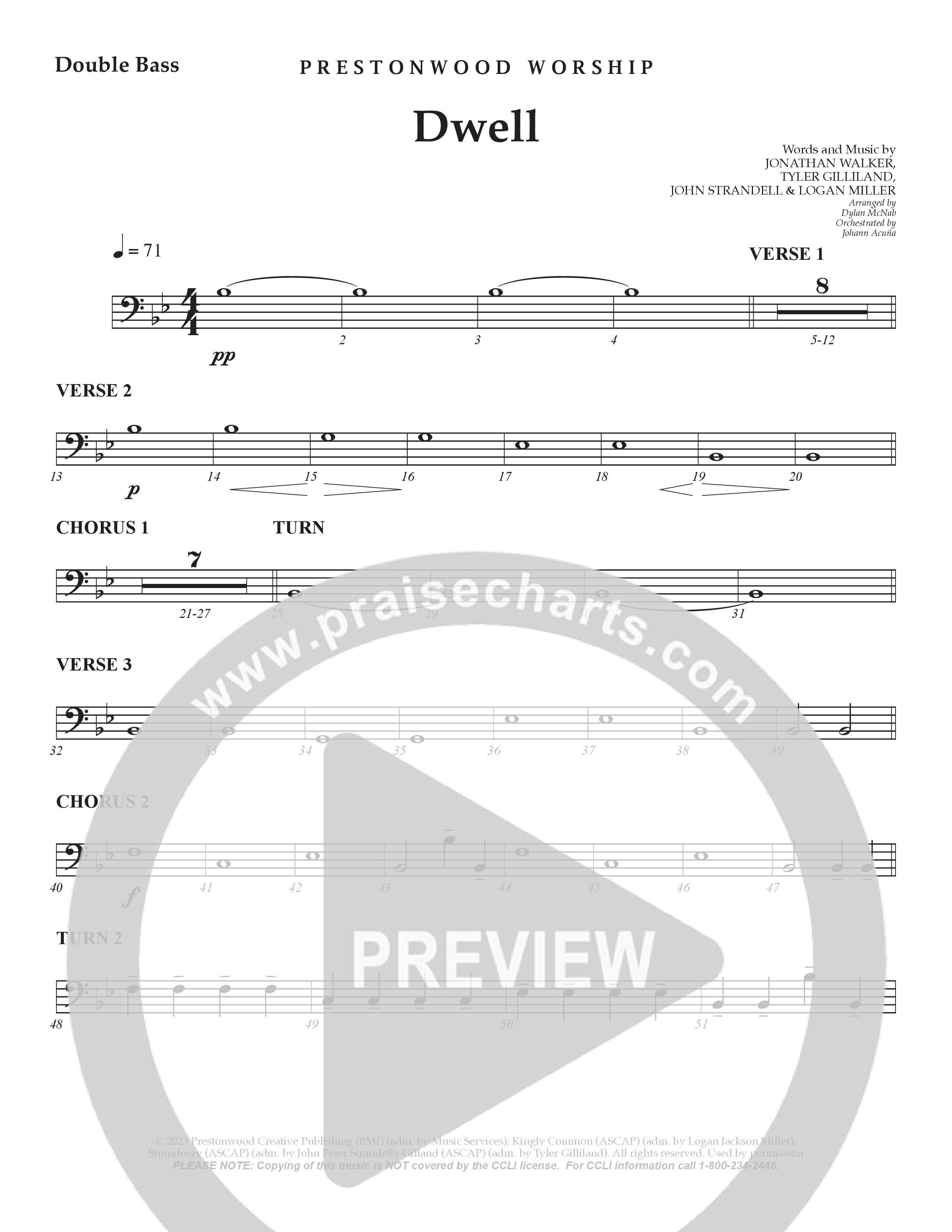Dwell String Bass (Prestonwood Worship / Holly McWilliams / Arr. Dylan McNab / Orch. Johann Acuna)