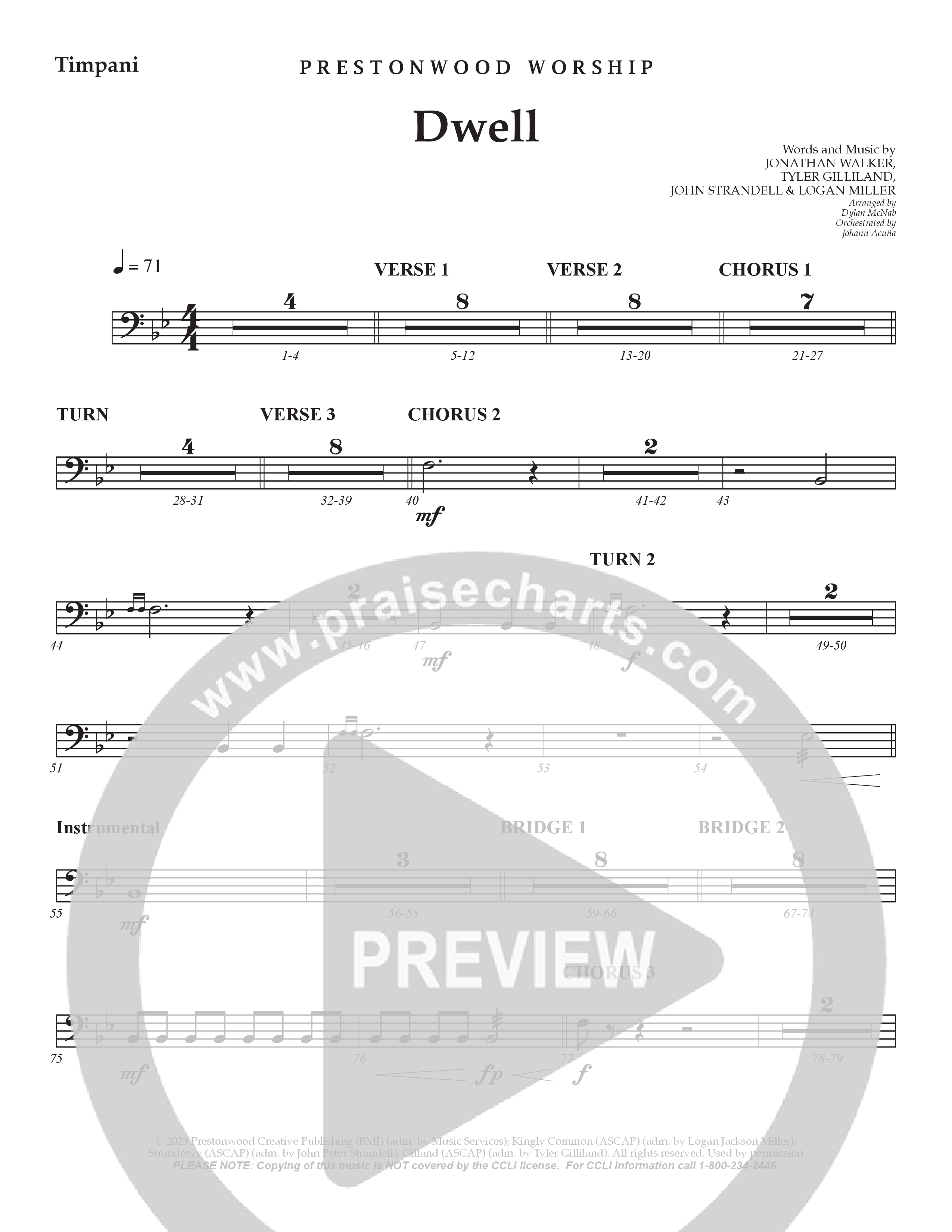 Dwell Timpani (Prestonwood Worship / Holly McWilliams / Arr. Dylan McNab / Orch. Johann Acuna)