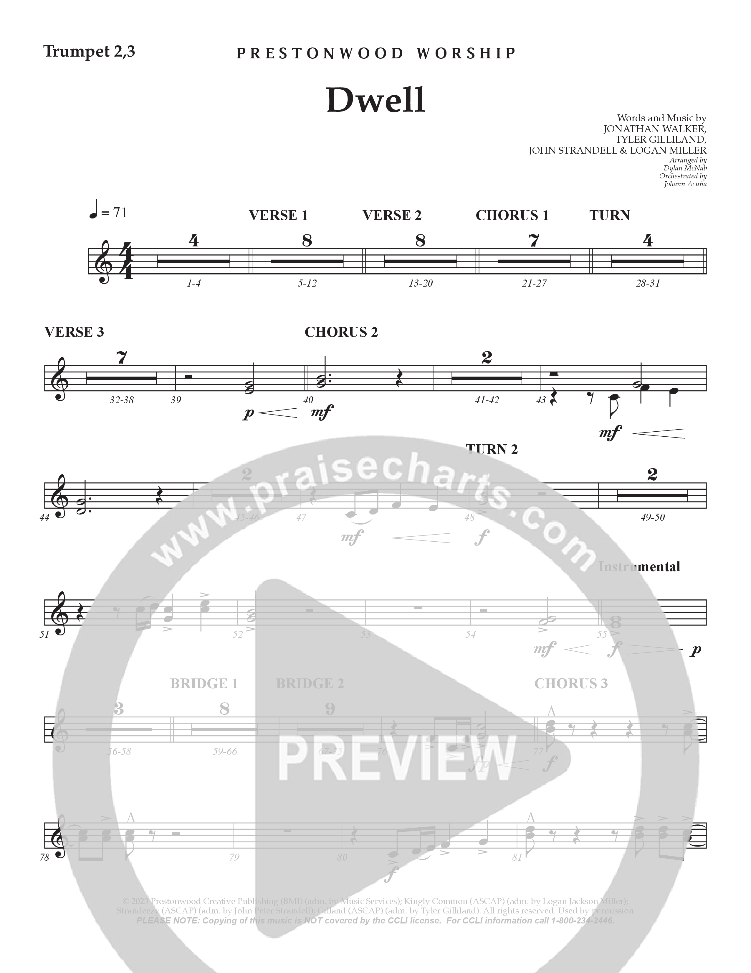 Dwell Trumpet 2/3 (Prestonwood Worship / Holly McWilliams / Arr. Dylan McNab / Orch. Johann Acuna)