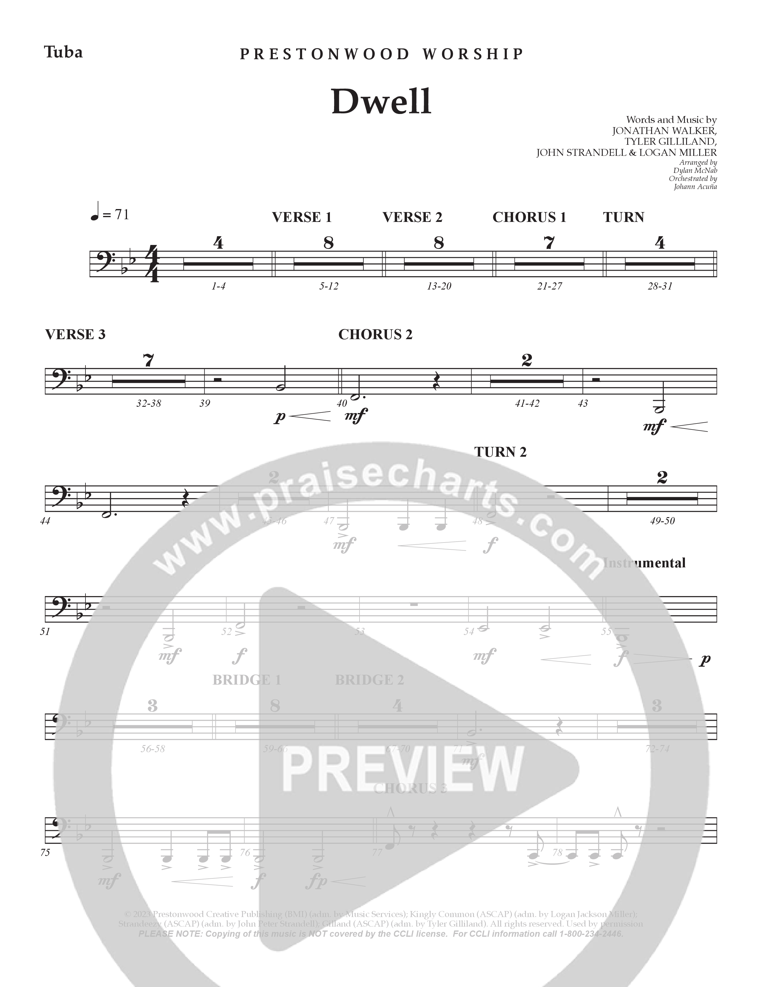 Dwell Tuba (Prestonwood Worship / Holly McWilliams / Arr. Dylan McNab / Orch. Johann Acuna)