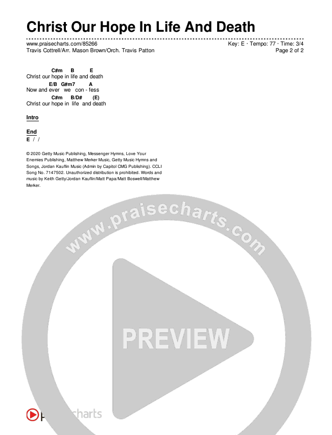 Christ Our Hope In Life And Death (Choral/SATB) Chords & Lyrics (Travis Cottrell / Arr. Mason Brown / Orch. Travis Patton)