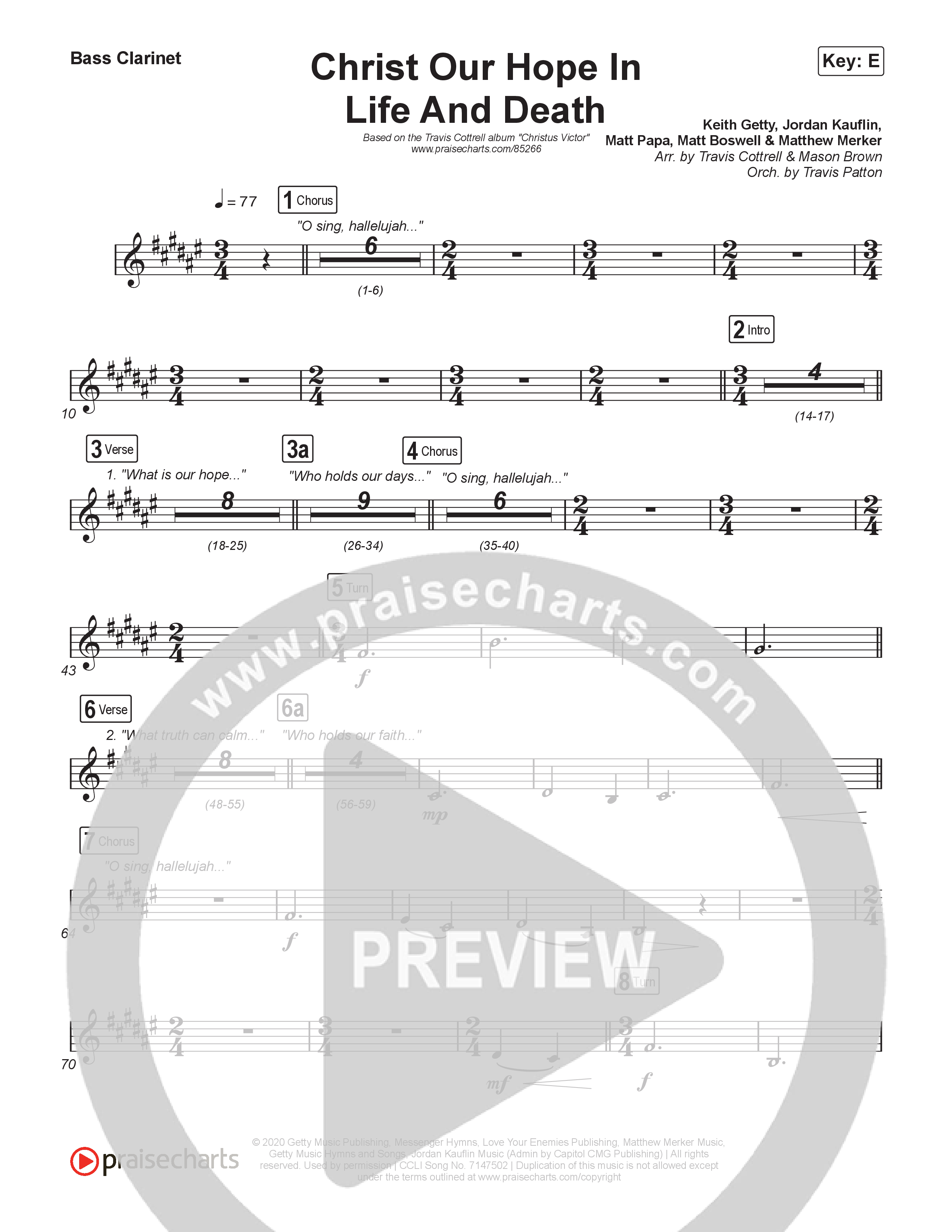 Christ Our Hope In Life And Death (Choral/SATB) Clarinet 1,2 (Travis Cottrell / Arr. Mason Brown / Orch. Travis Patton)
