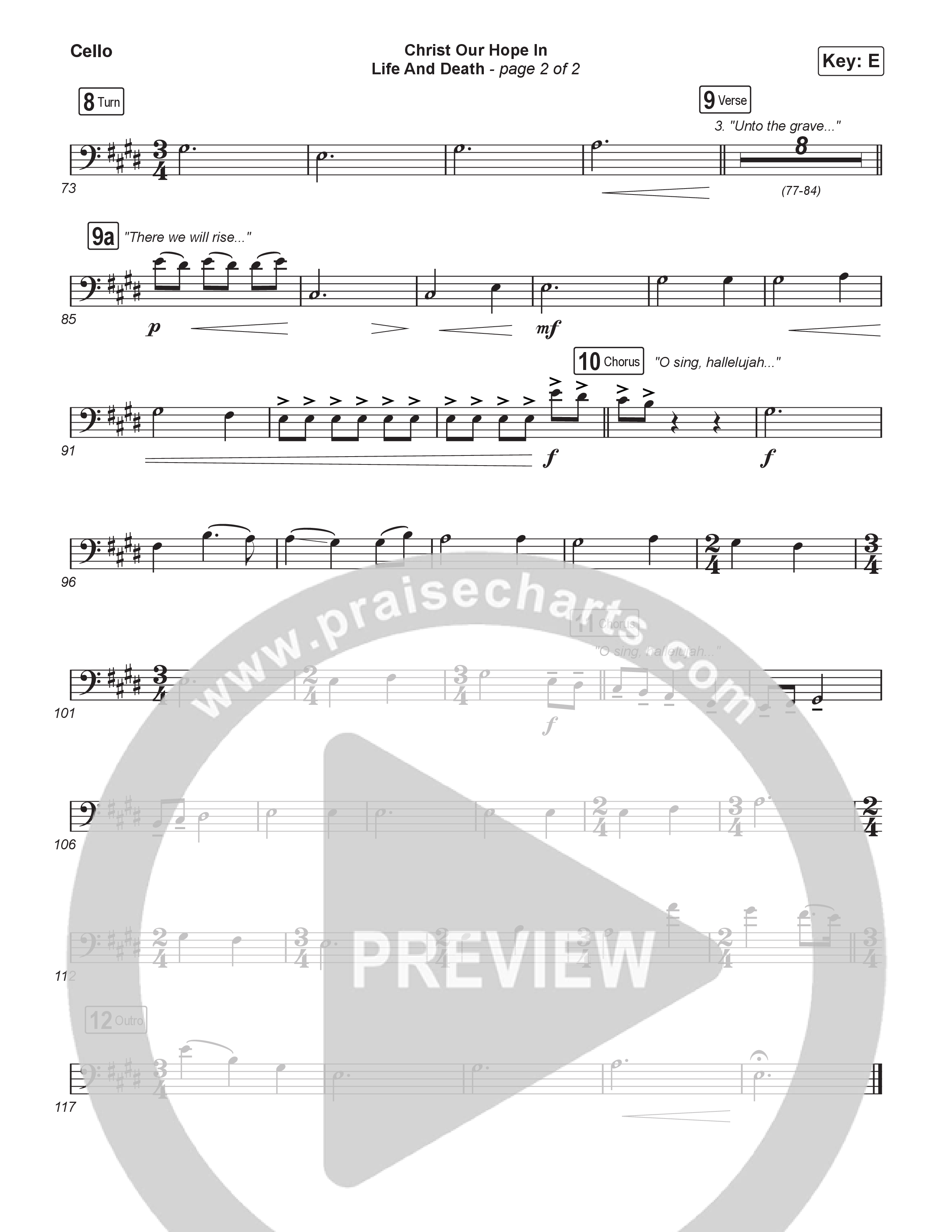 Christ Our Hope In Life And Death (Choral/SATB) Cello (Travis Cottrell / Arr. Mason Brown / Orch. Travis Patton)