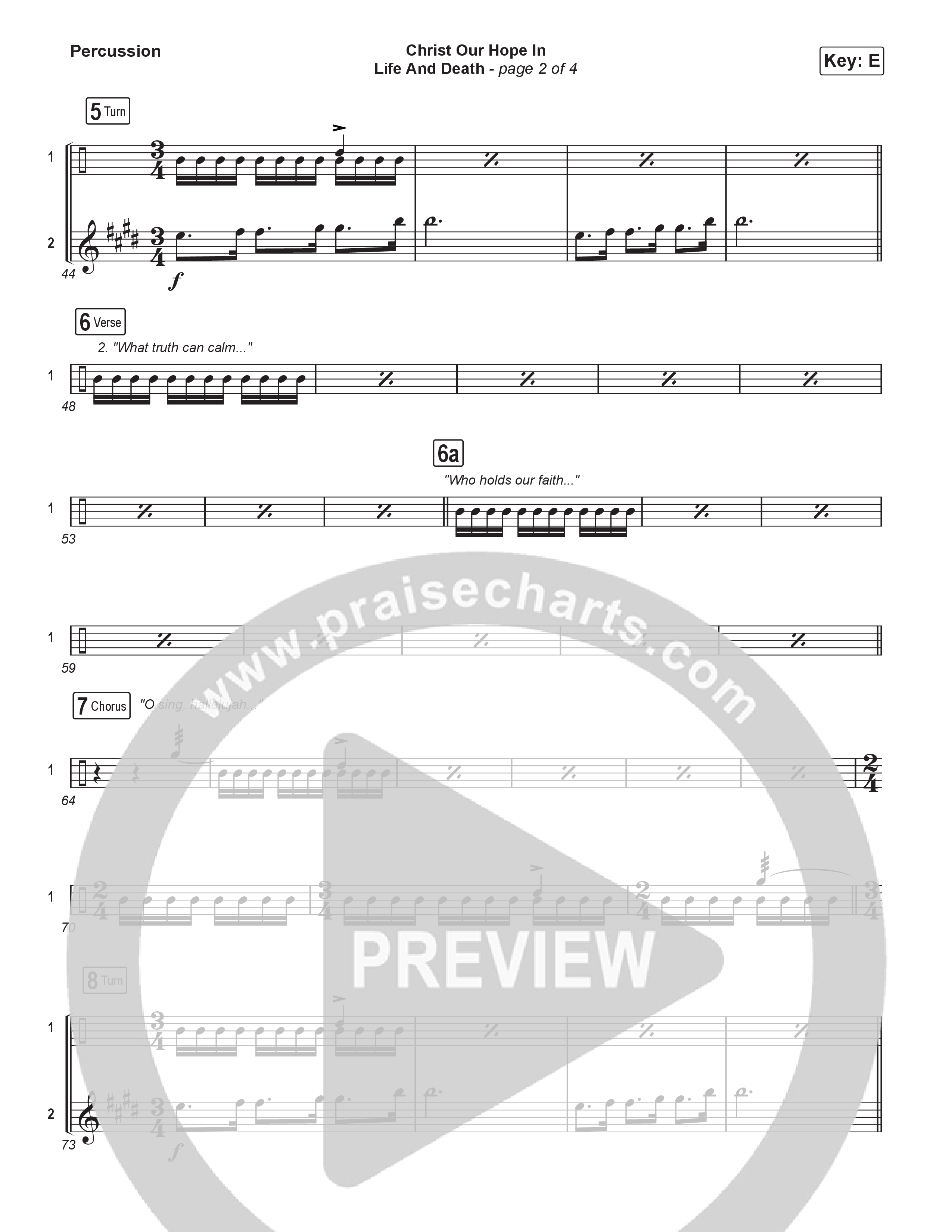 Christ Our Hope In Life And Death (Choral/SATB) Percussion (Travis Cottrell / Arr. Mason Brown / Orch. Travis Patton)