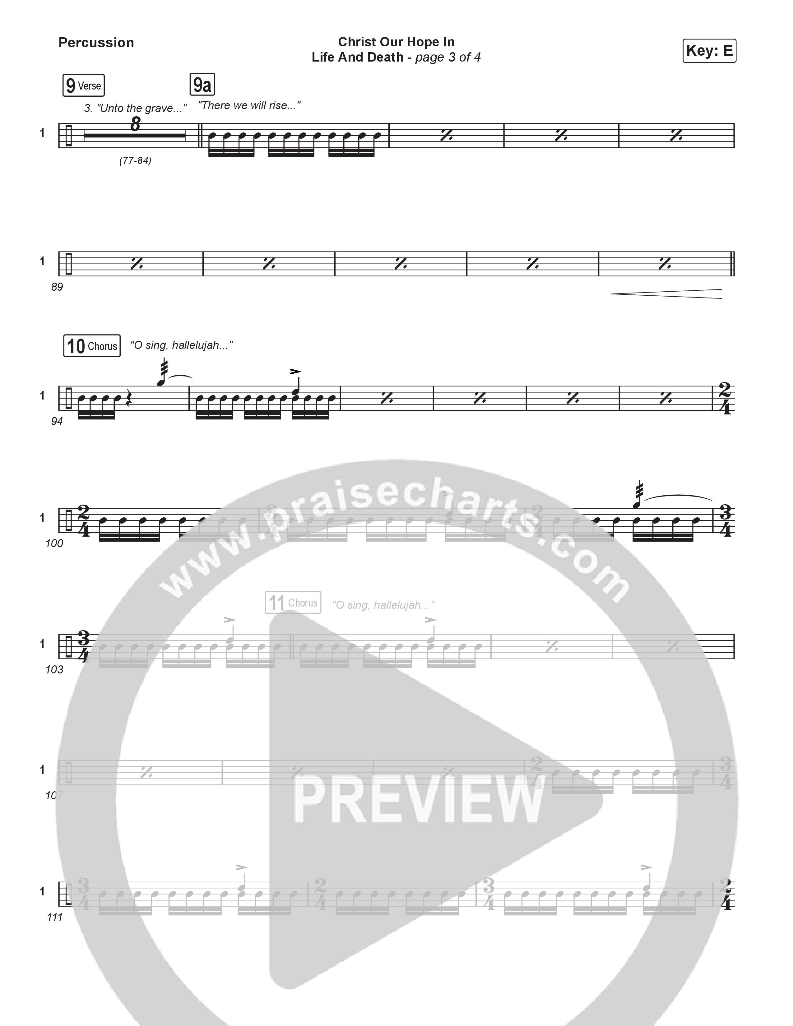 Christ Our Hope In Life And Death (Choral/SATB) Percussion (Travis Cottrell / Arr. Mason Brown / Orch. Travis Patton)