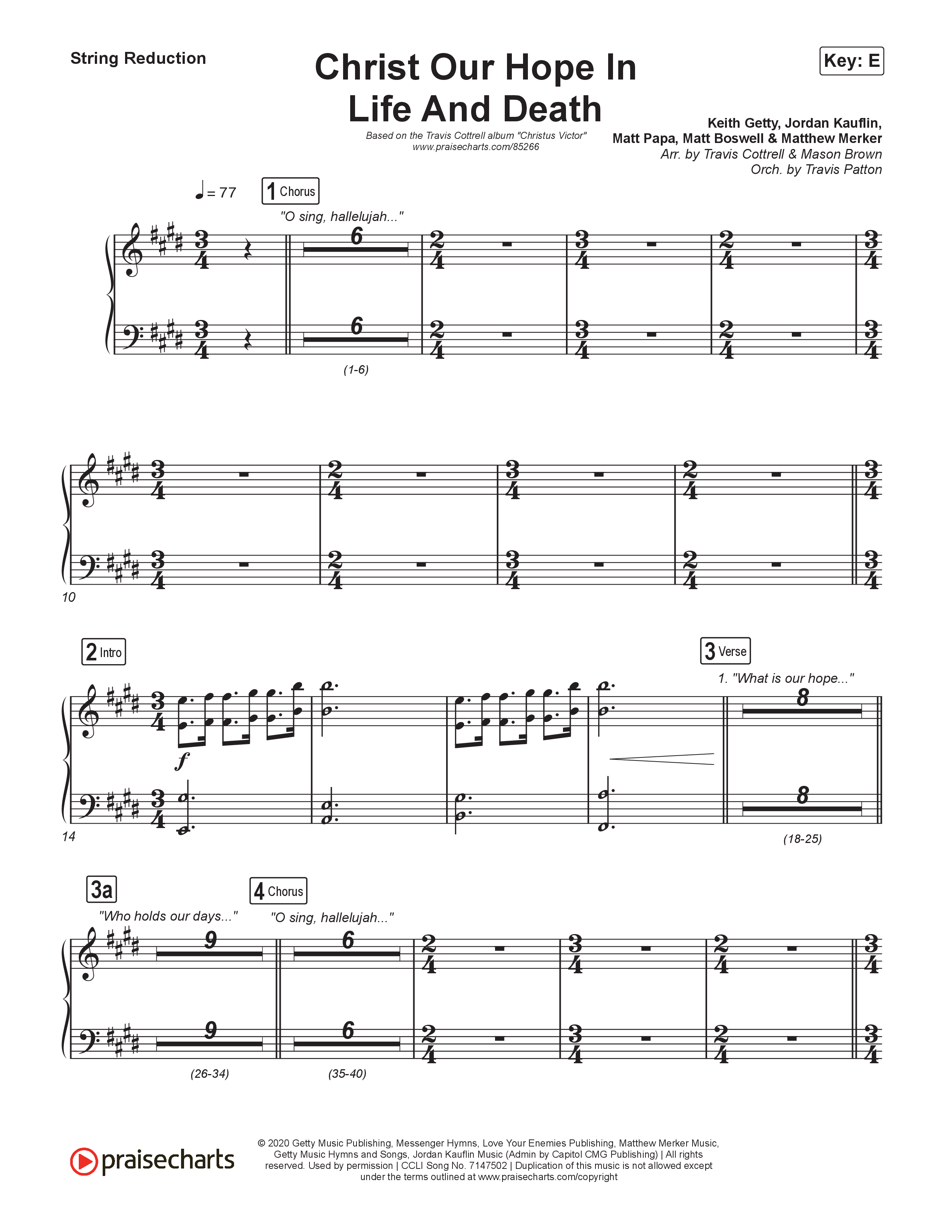 Christ Our Hope In Life And Death (Choral/SATB) String Reduction (Travis Cottrell / Arr. Mason Brown / Orch. Travis Patton)